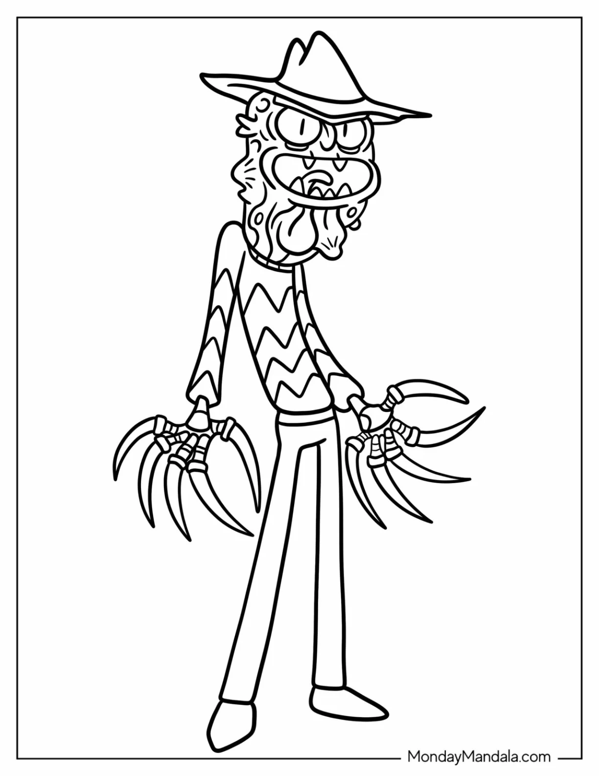 Rick and Morty Coloring Page Parody Monster Scary Terry coloring page