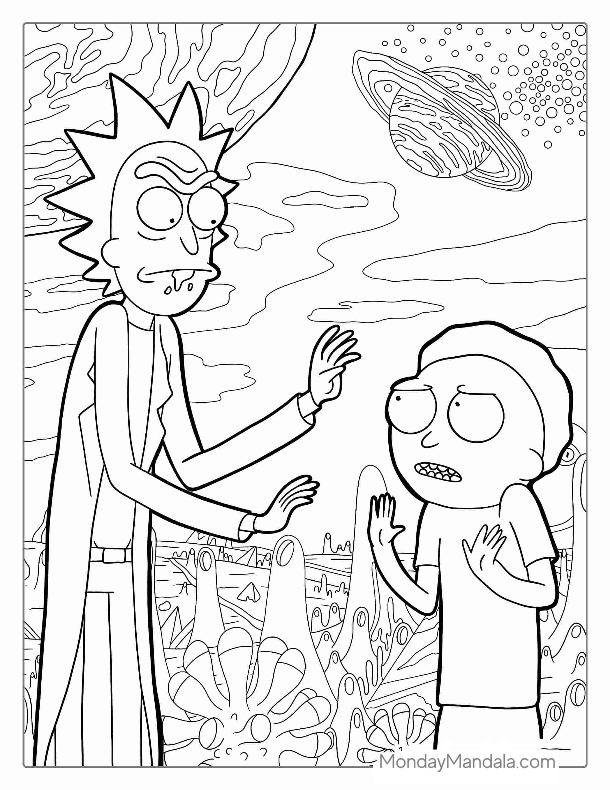 Rick Lecturing Morty Coloring Page coloring page