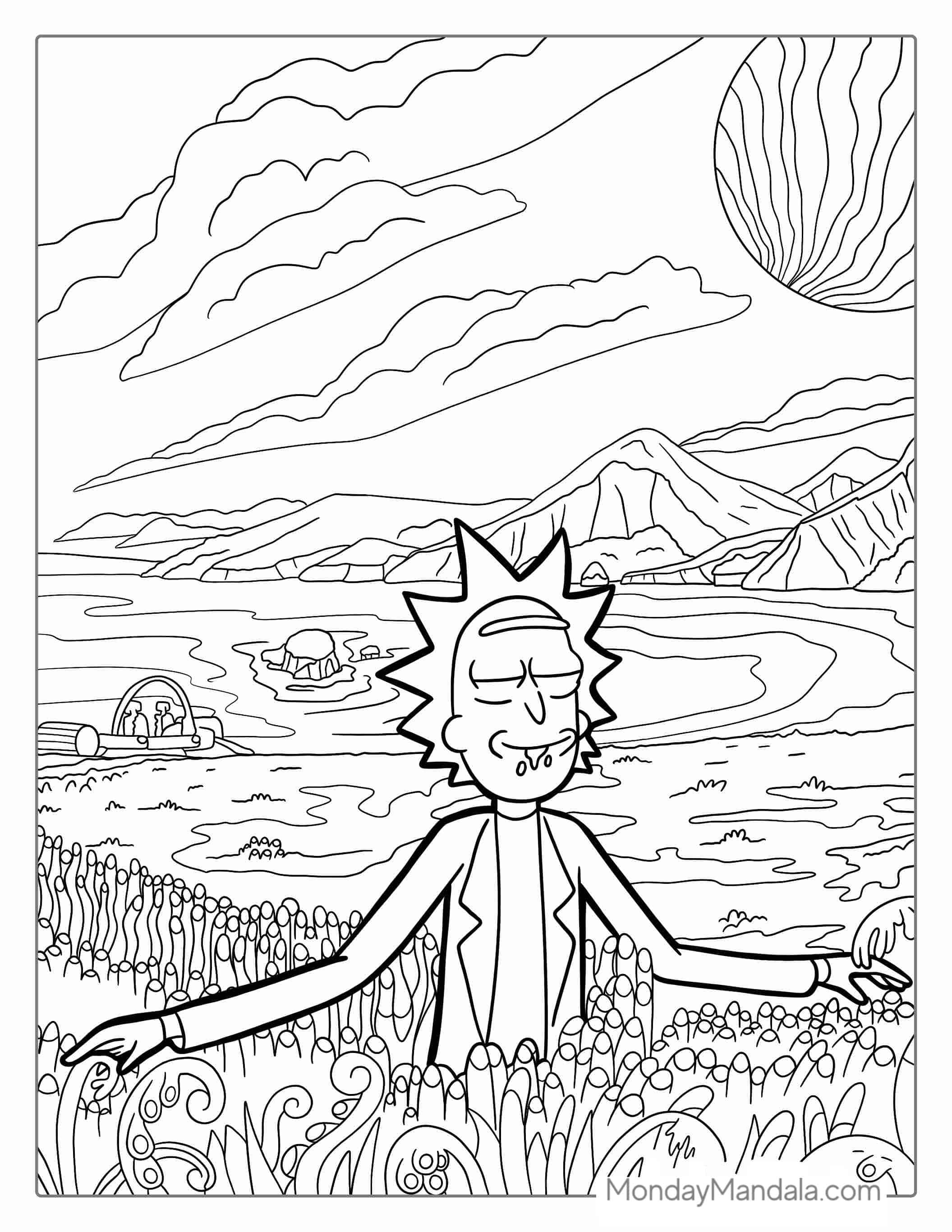 Rick Walking In Field Coloring Sheet coloring page