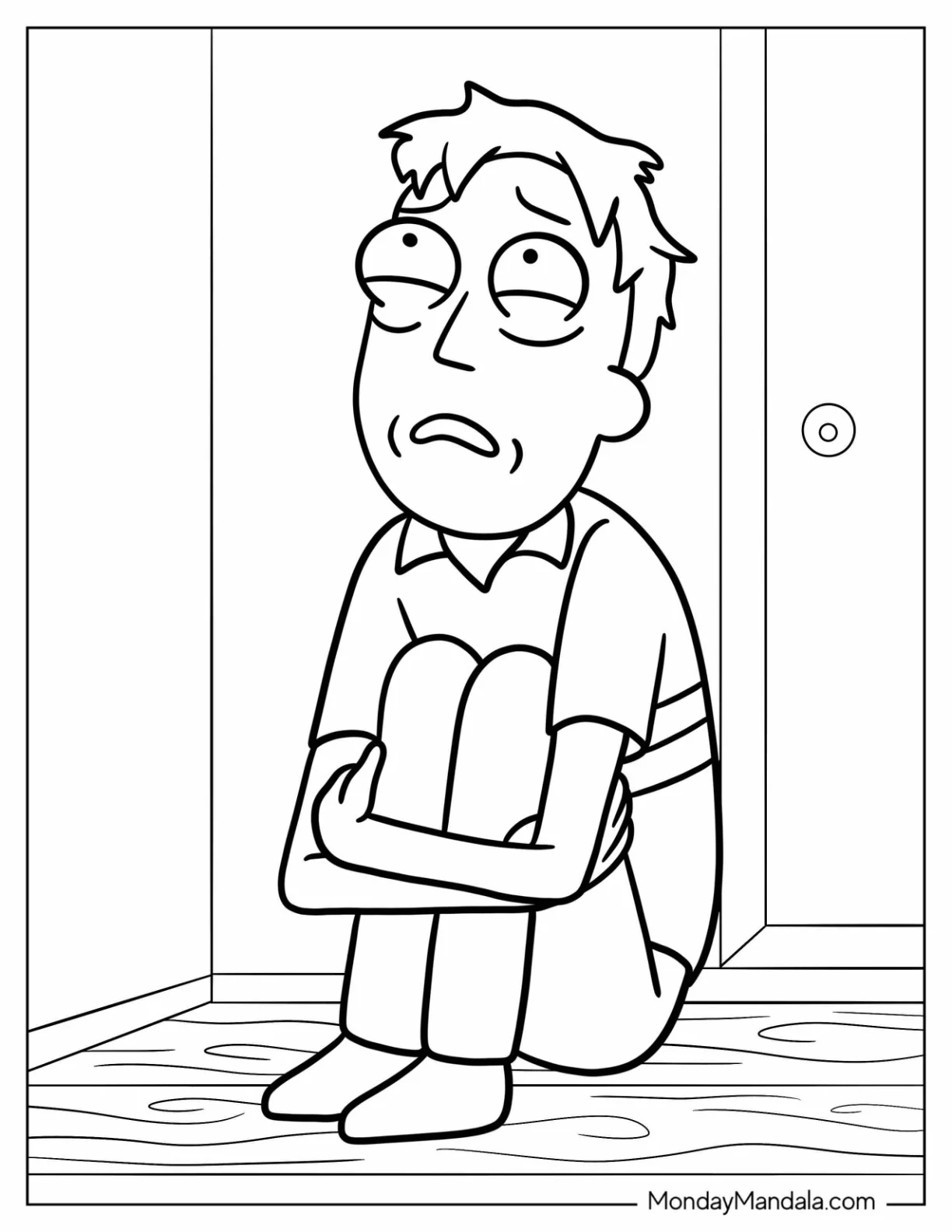 Sad Jerry Smith in Closet Rick and Morty Coloring Page coloring page