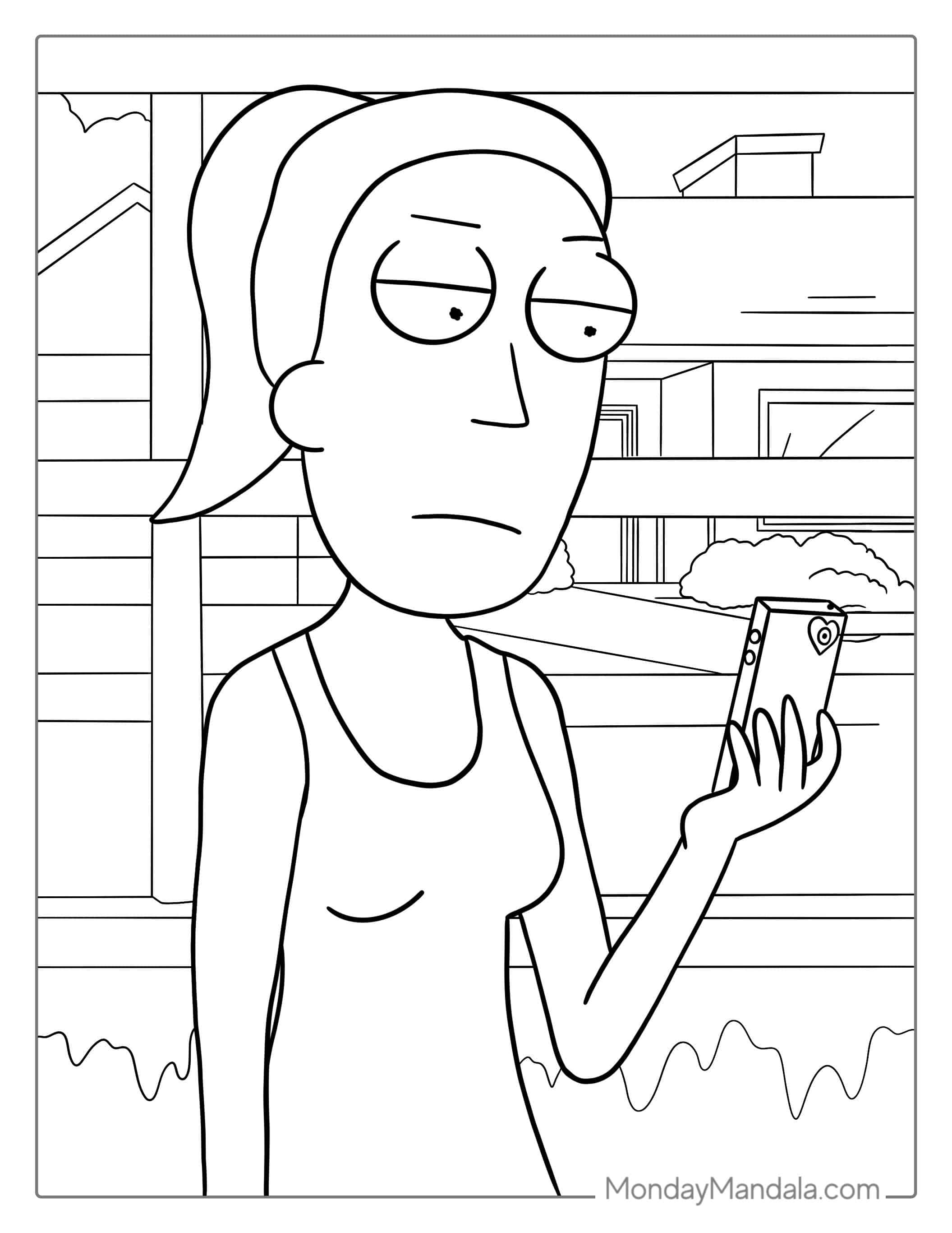 Summer From Rick And Morty Coloring Page coloring page