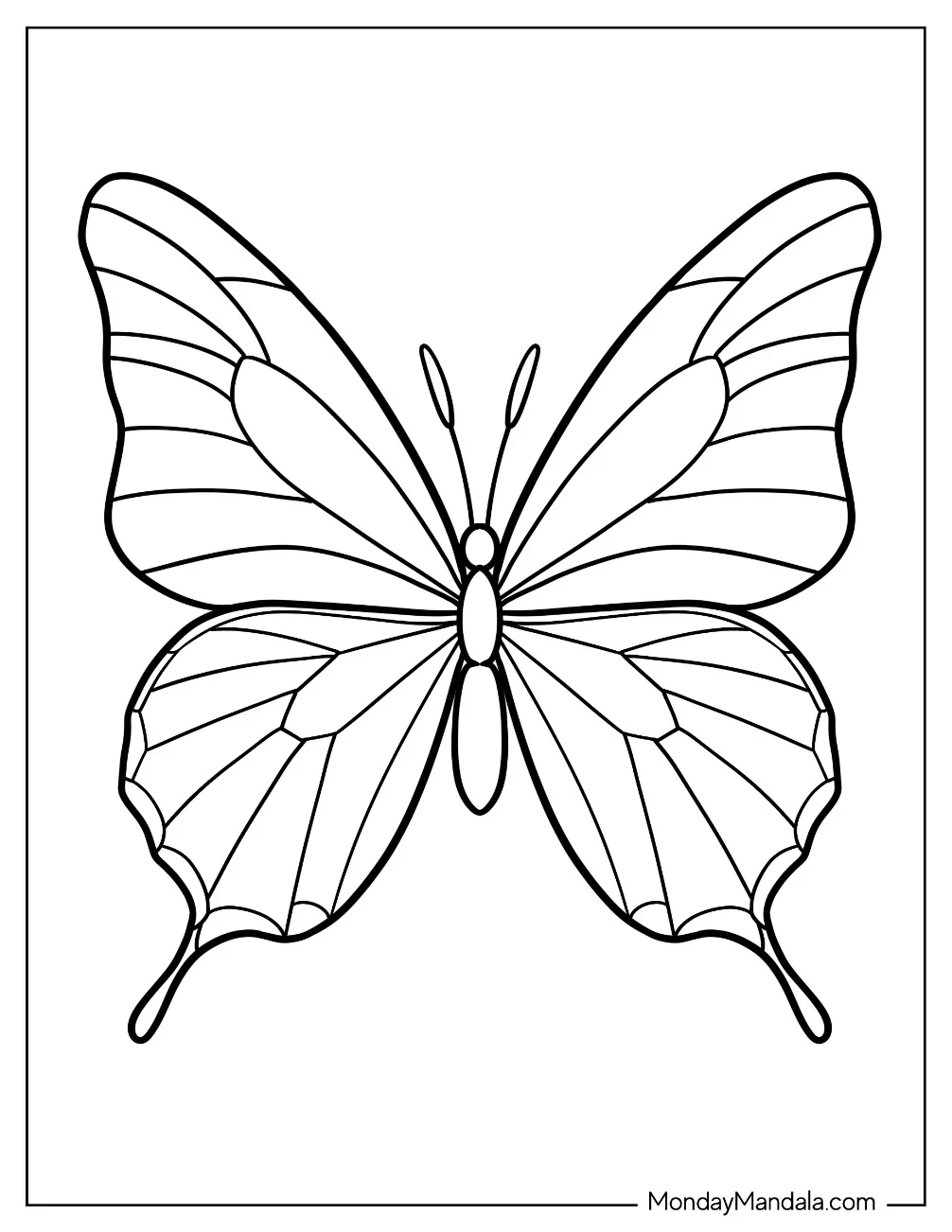 Kawaii Butterfly Stained Glass Coloring Page For Kids coloring page