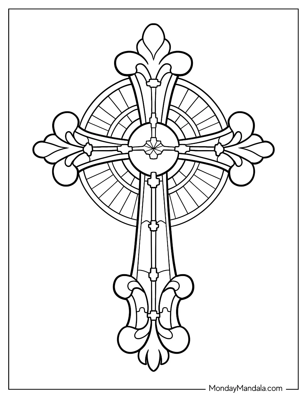 Rose Cross Stained Glass Coloring Page coloring page