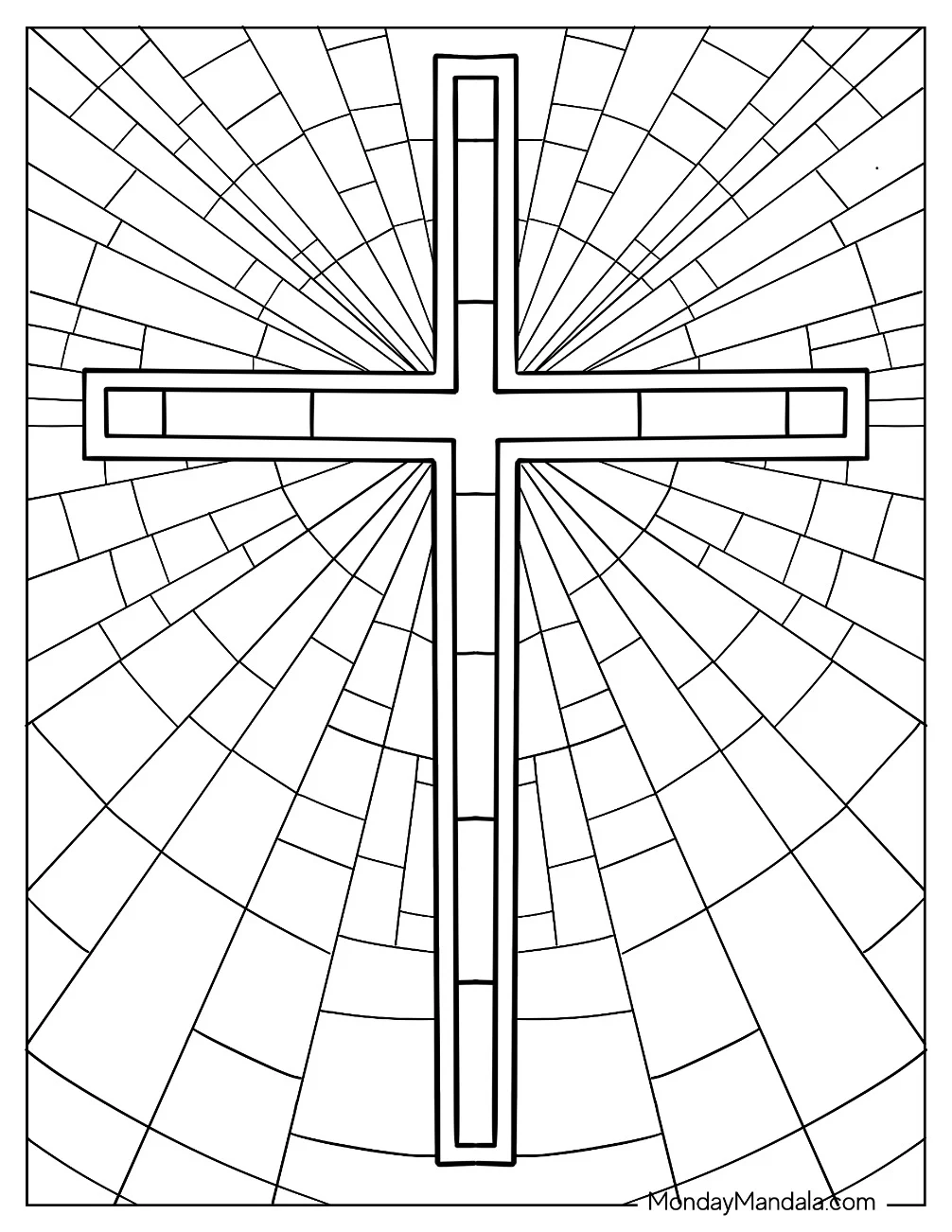 Simple Cross Stained Glass Coloring Page coloring page