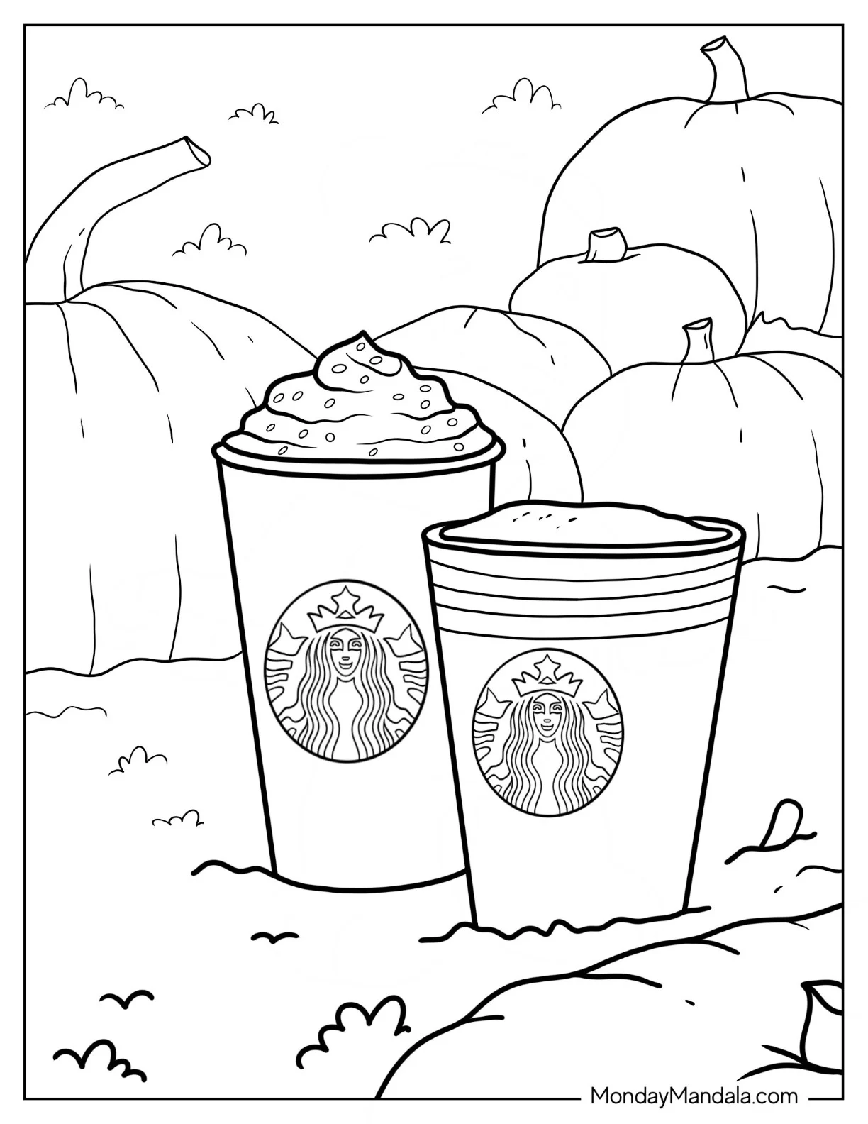 Realistic Starbucks Coloring Page Pumpkin Spice Cafe With Real Pumpkins coloring page