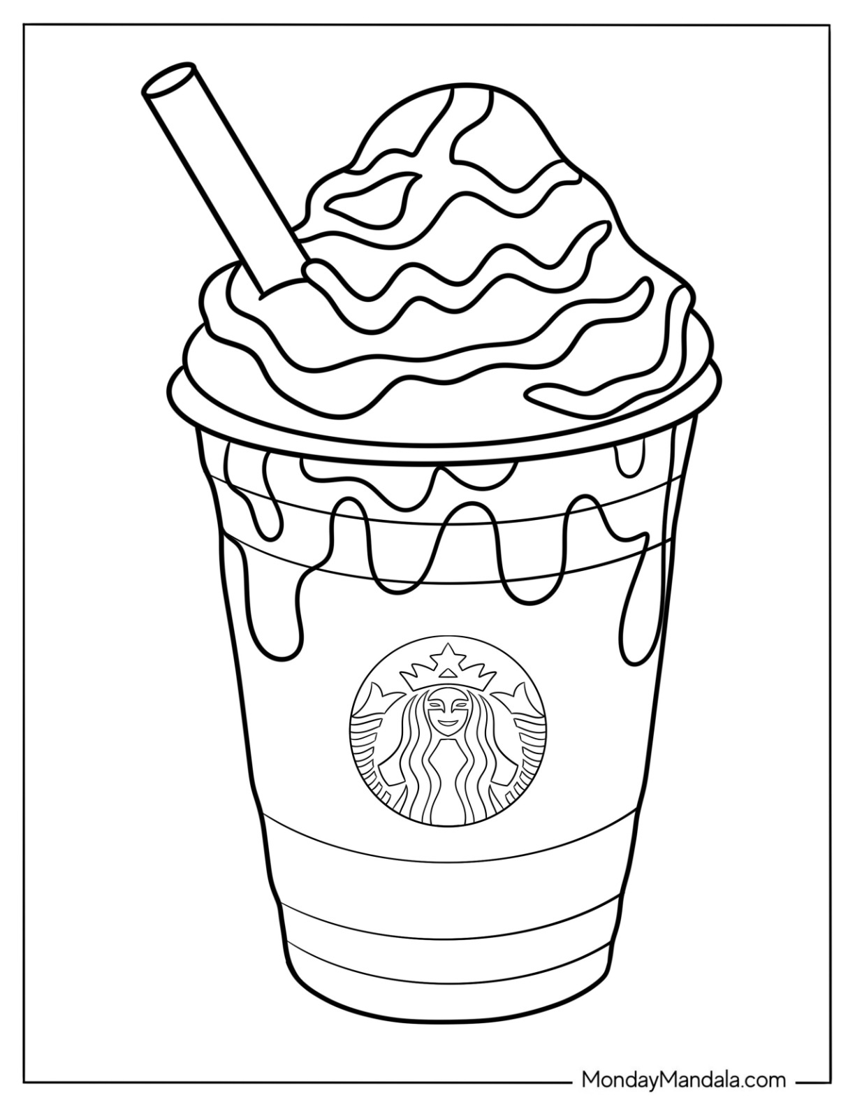 Simple Starbucks Coloring Page Frappe With Chocolate Syrup coloring page
