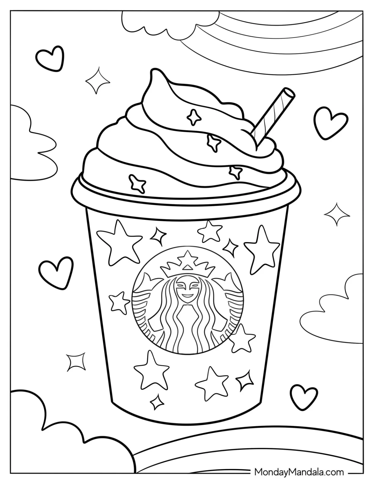 Sparkly Starbucks Coloring Page Frappe For Kids coloring page