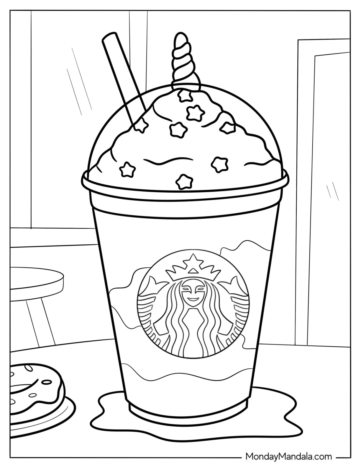 Starbucks Coloring Page Of Frappe With Starry Sparkles coloring page