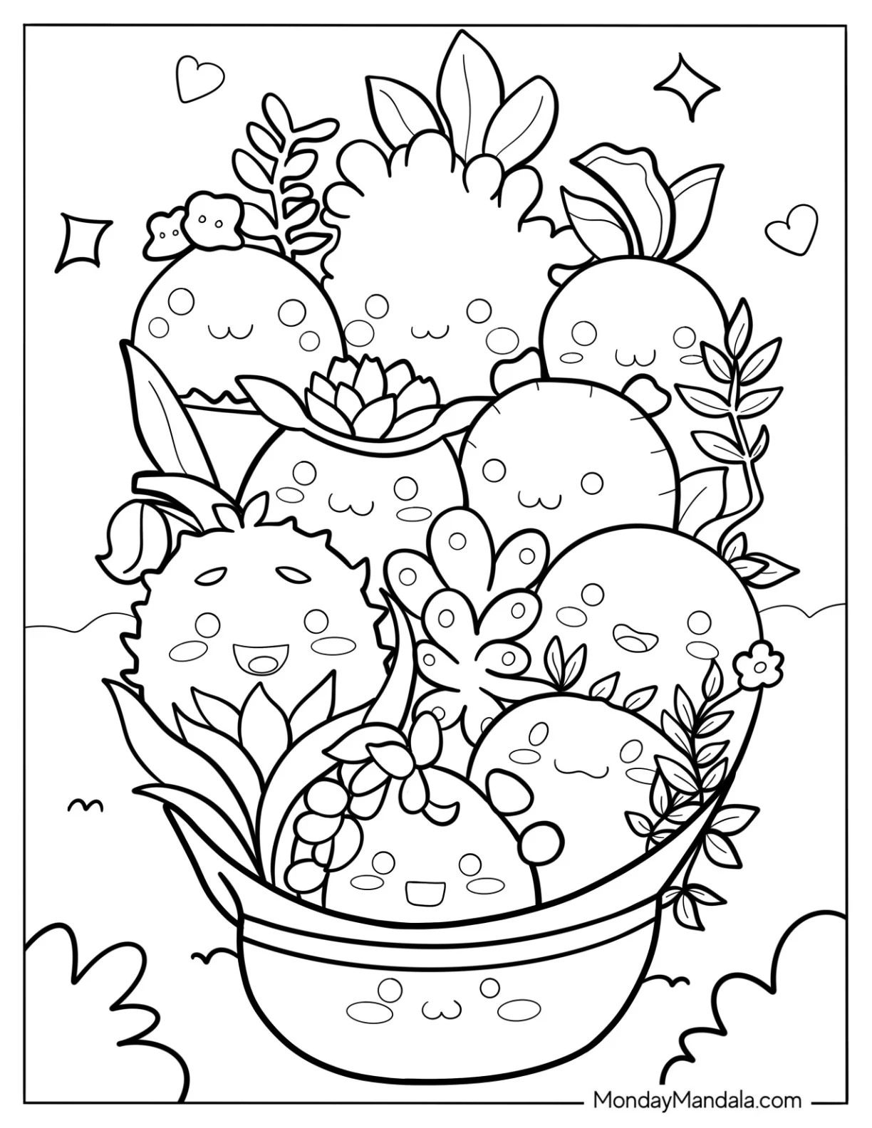 Cartoon Succulent Coloring Page Mandala For Kids coloring page