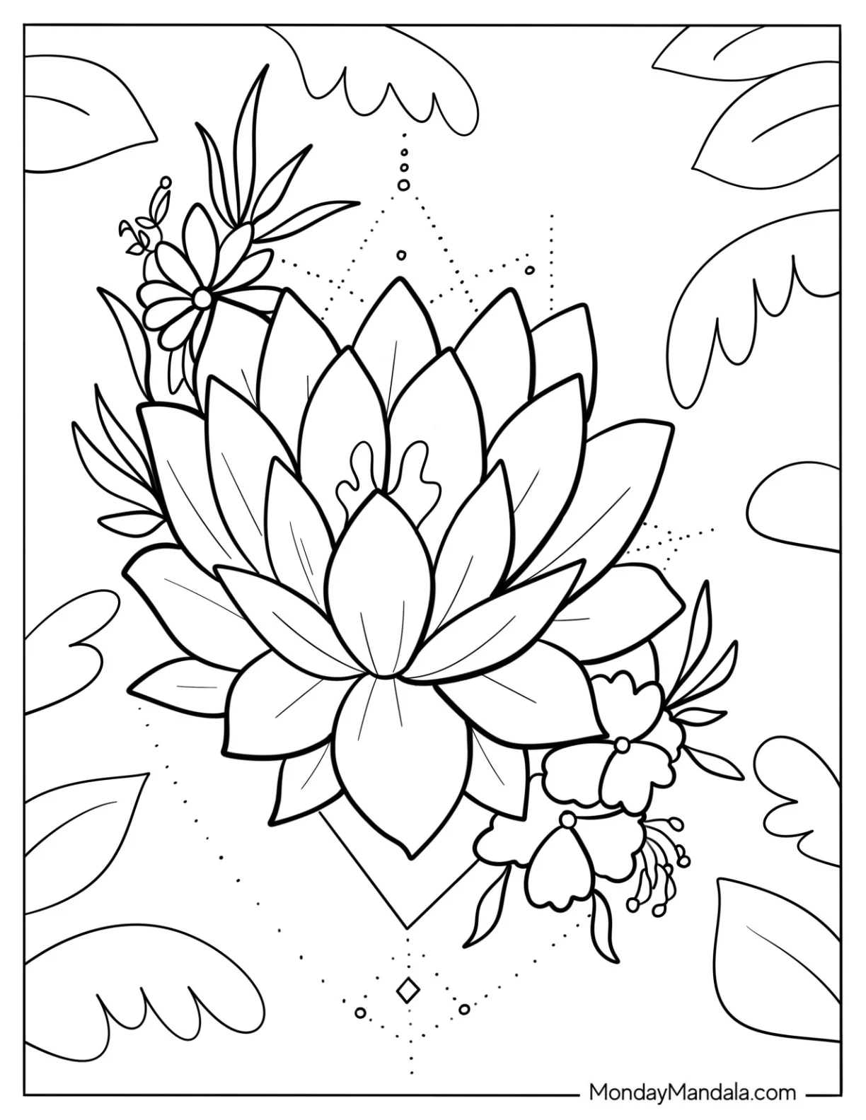 Easy Echeveria Succulent Coloring Page For Kids coloring page