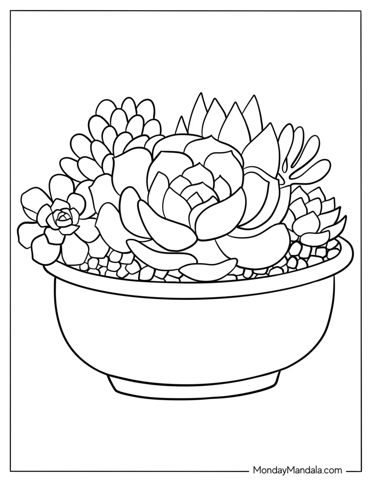 Simple Succulent Coloring Page Pot For Kids coloring page