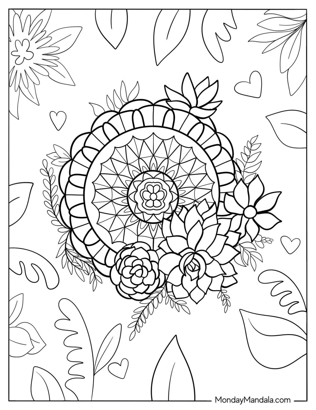 Succulent Coloring Page Flower Mandala coloring page