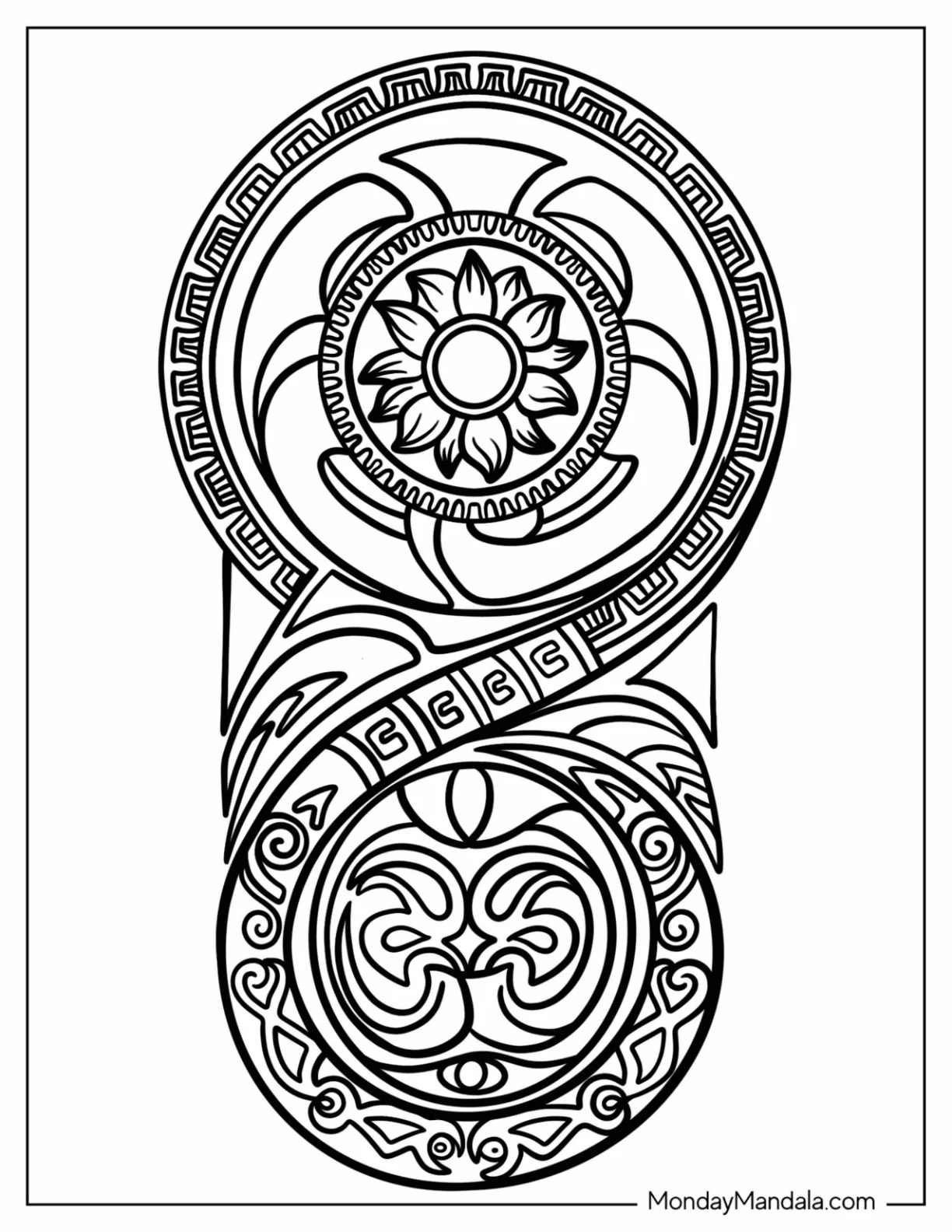 Eternity Symbol With Flower Mandala Tattoo Coloring Page coloring page
