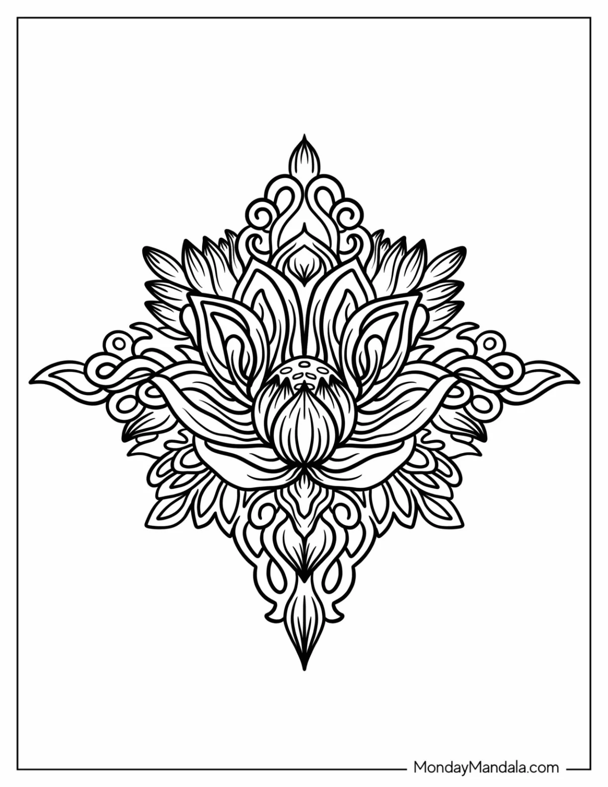 Intricate Lotus Tattoo Coloring Page coloring page