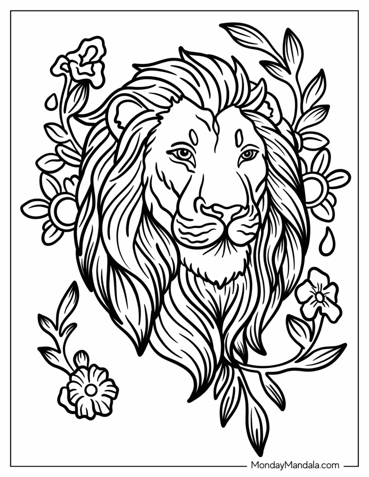Majestic Lion In Nature Tattoo Coloring Page coloring page