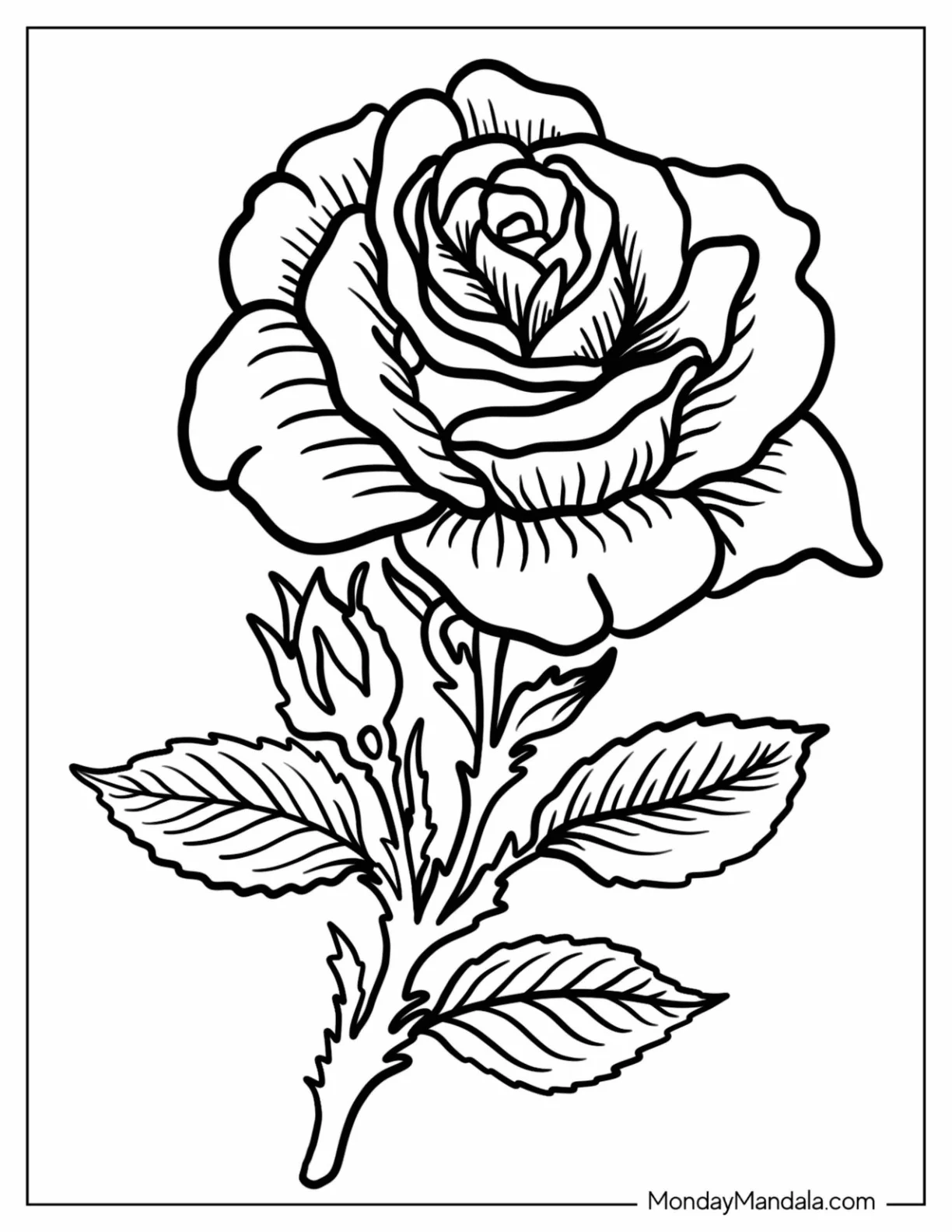 Realistic Rose Tattoo Coloring Page coloring page