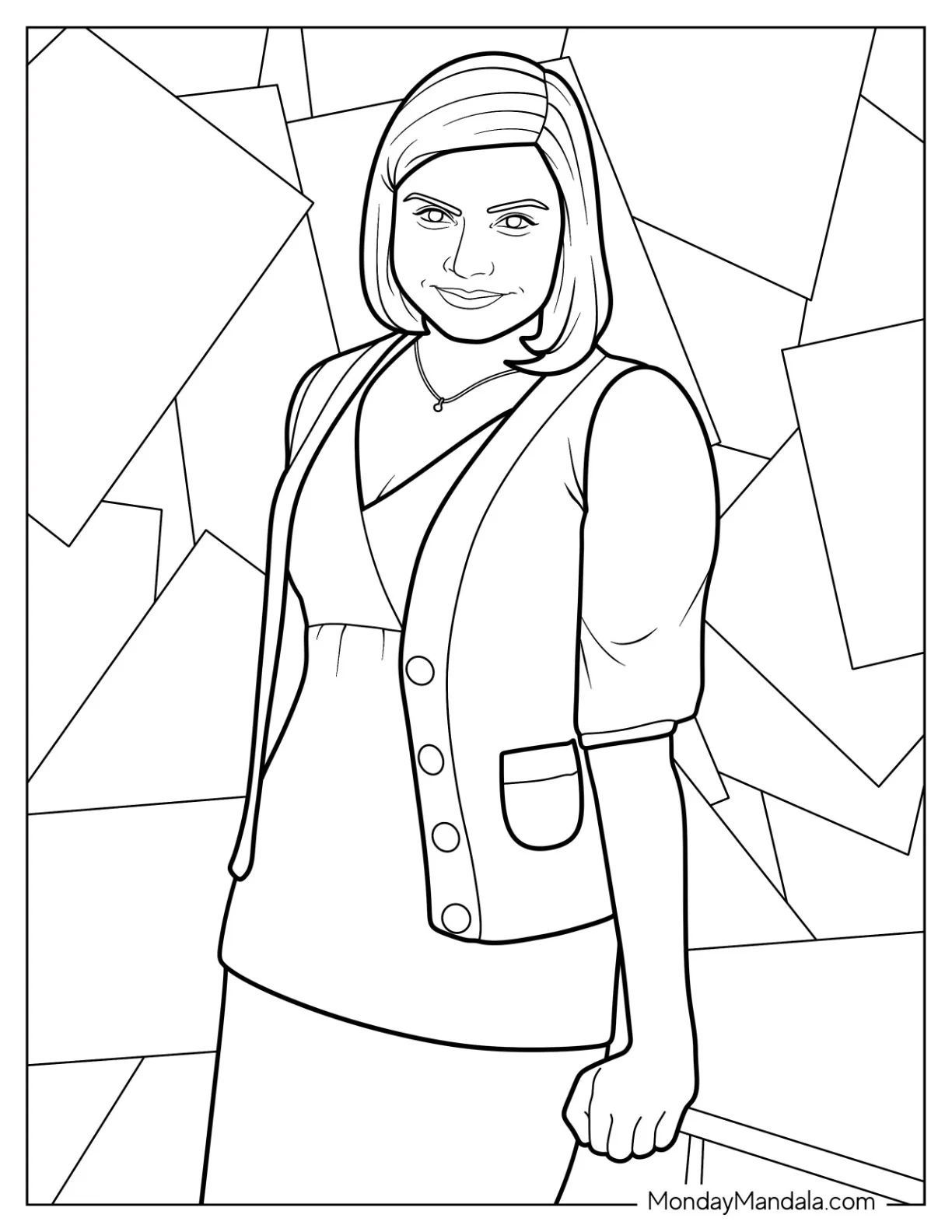 Mindy Kaling As Kelly Kapoor The Office Coloring Page coloring page