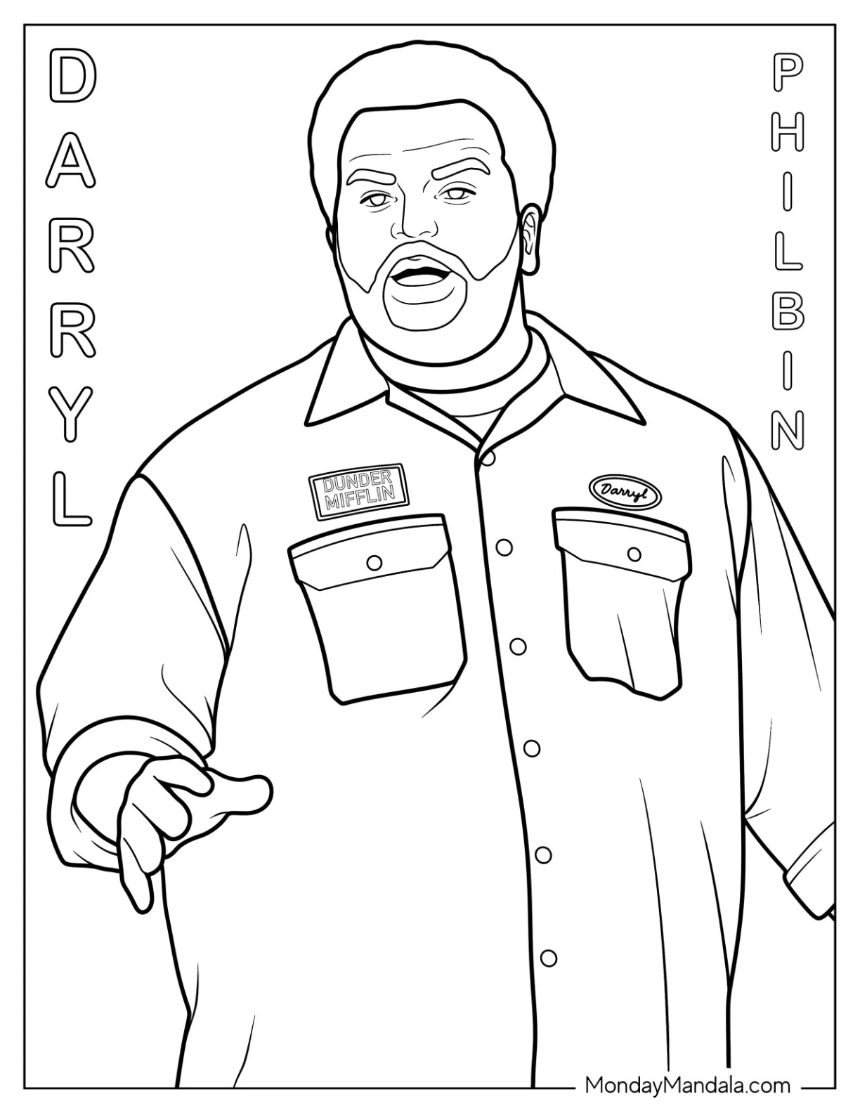The Office Coloring Page Of Darryl Philbin The Office coloring page — printable line art