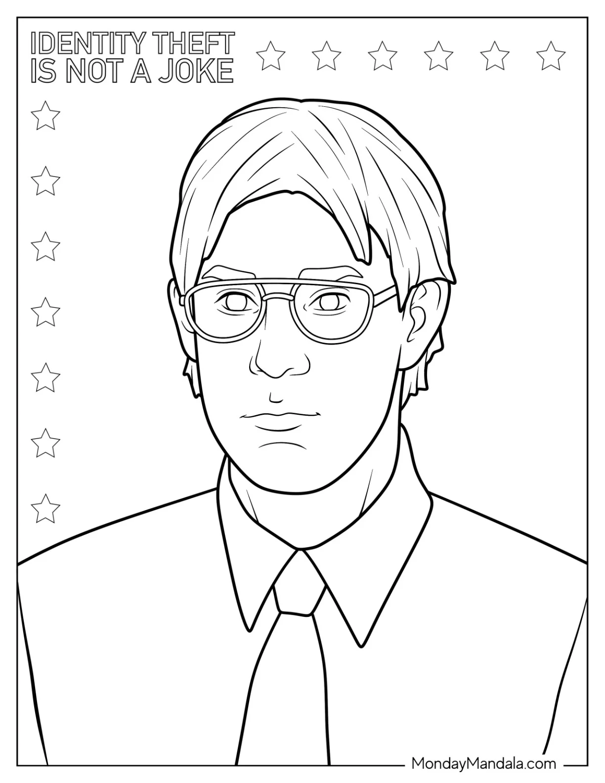 The Office Coloring Page Of Jim Halpert Dressed Up As Dwight For Kids coloring page