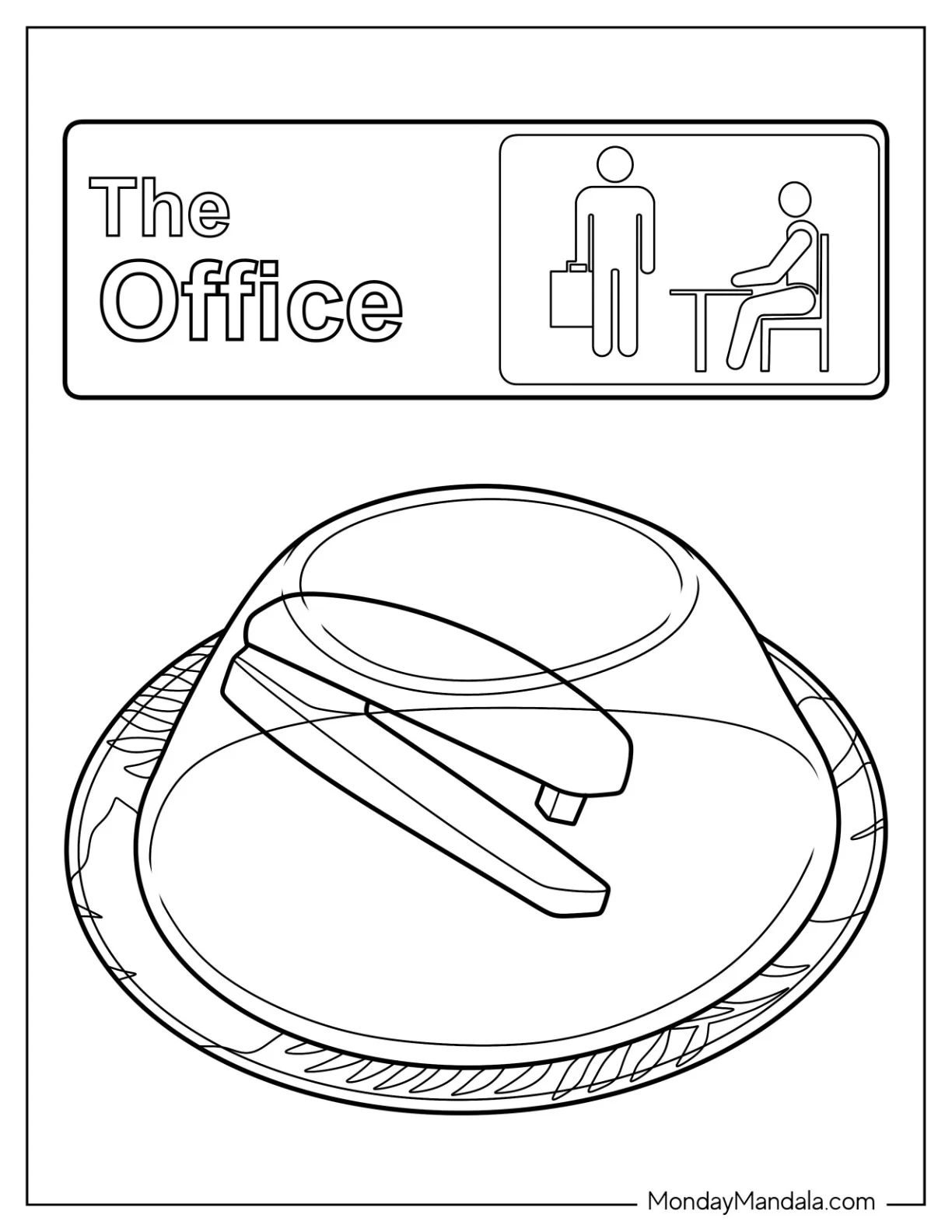 The Office Coloring Page Of Logo With The Iconic Stapler In A Jell O coloring page — printable line art