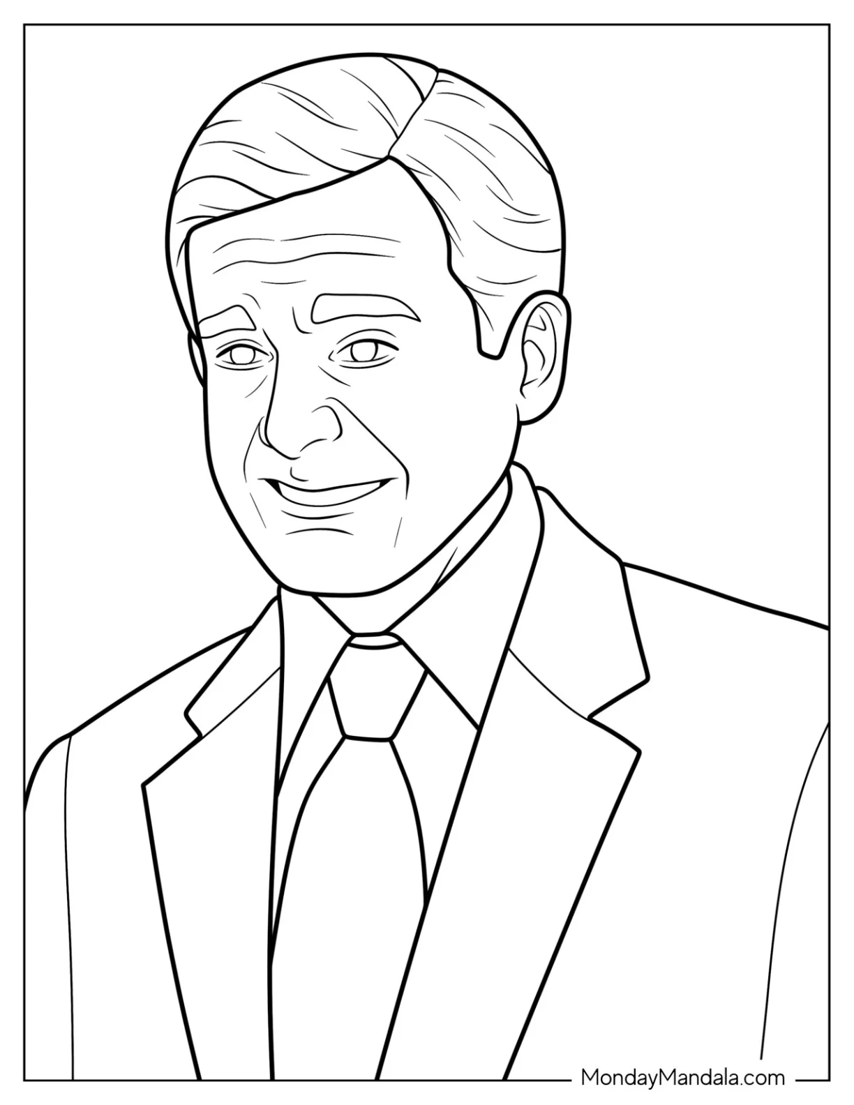 The Office Coloring Page Of Michael Scott Making A Silly Face coloring page — printable line art