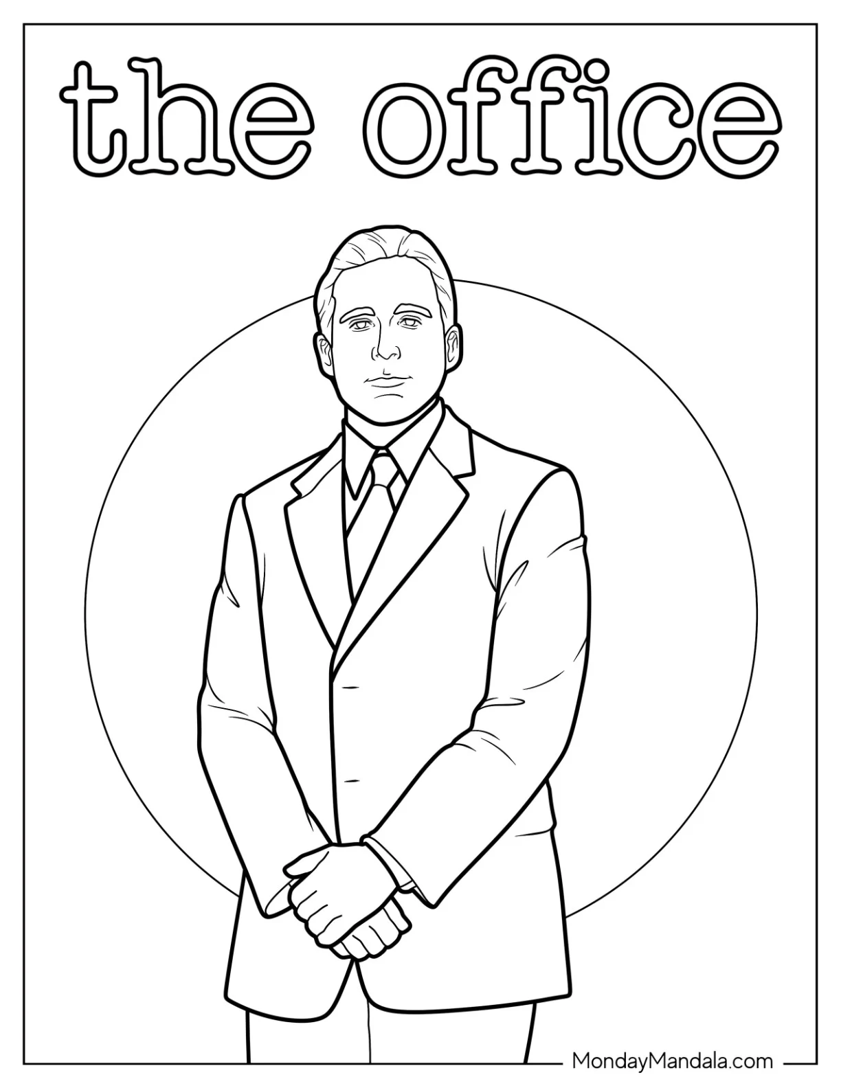 The Office Coloring Page Of Poster Of Michael Scott For Kids coloring page — printable line art