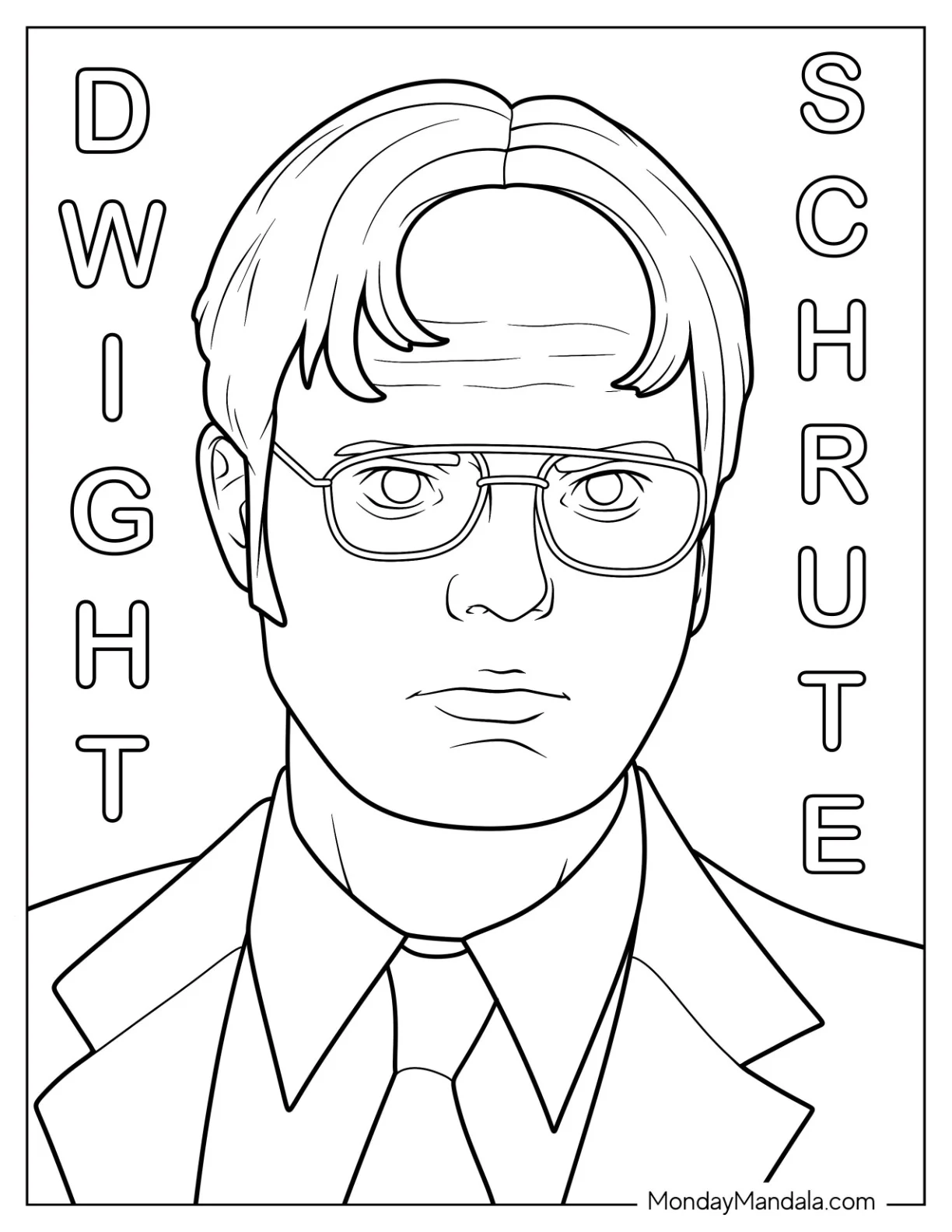 The Office Coloring Page Of Sales Representative Dwight Schrute Portrait coloring page