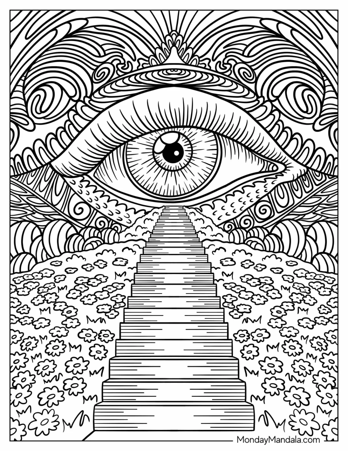Mirrored Effect Trippy Coloring Page coloring page