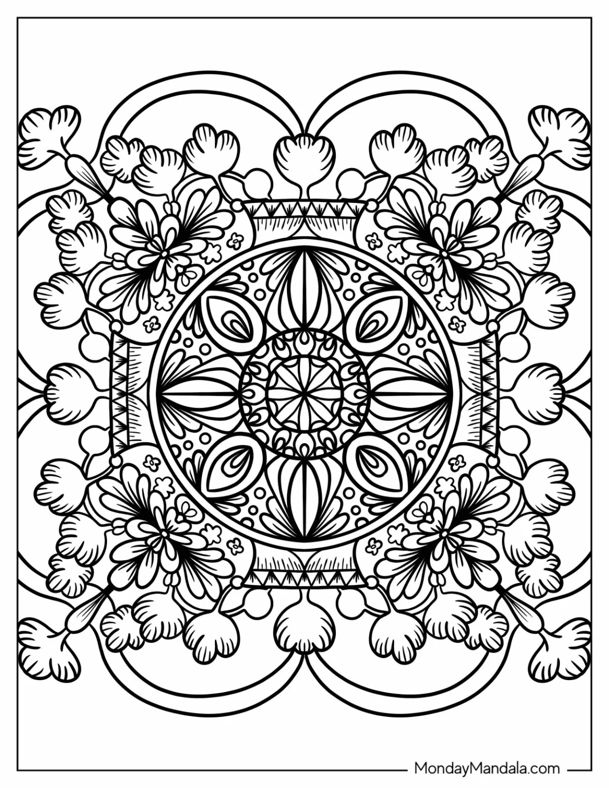 Trippy Coloring Page Mushroom Mandala coloring page
