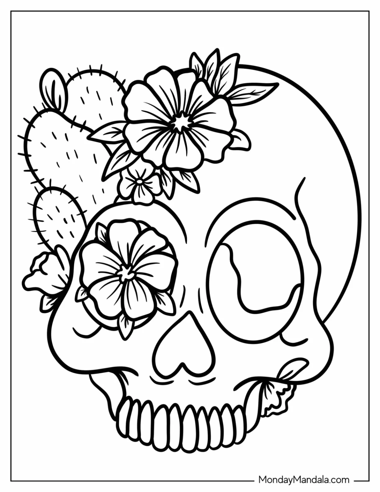 Trippy Coloring Page Of Cosmic Stoner Skull coloring page