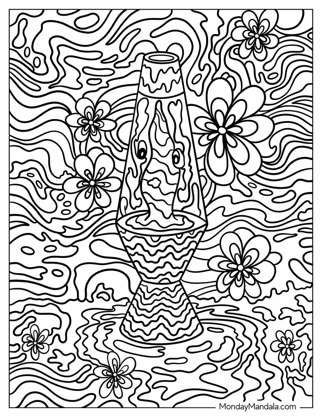 Trippy Coloring Page Of Lava Lamp coloring page
