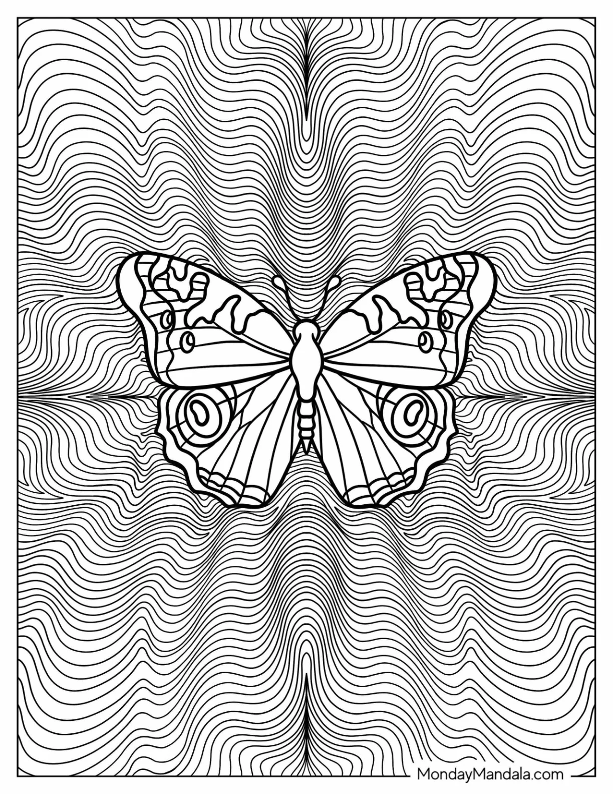 Trippy Coloring Page Of Transcendent Butterfly coloring page