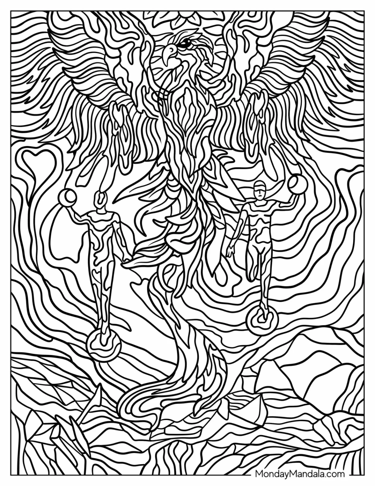 Trippy Coloring Page Wavy Style Pyramid coloring page