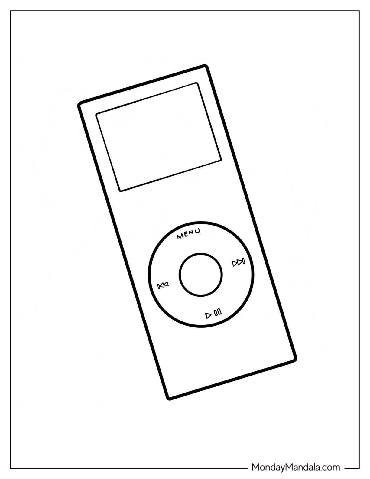 Classic iPod Music Outline Y2k Coloring Page For Preschoolers coloring page