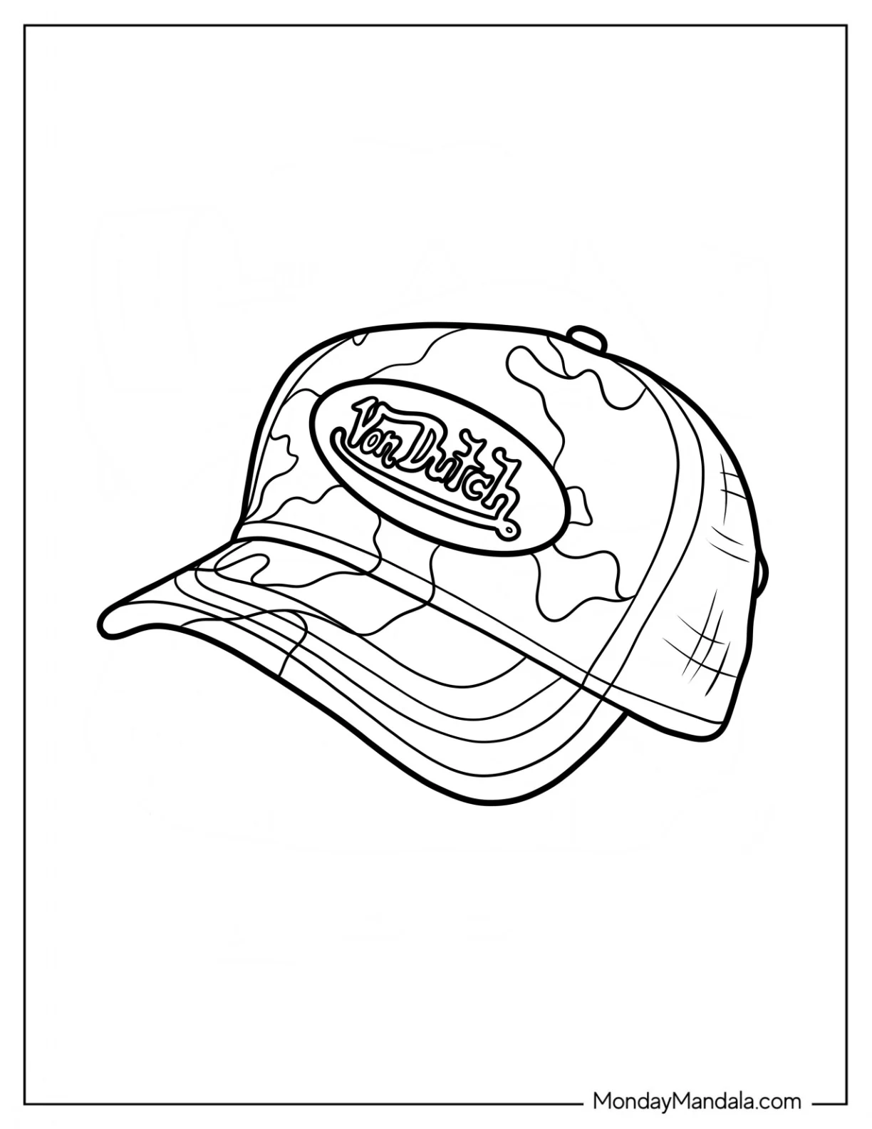 Easy Von Dutch Cap Y2k Coloring Page For Kids coloring page