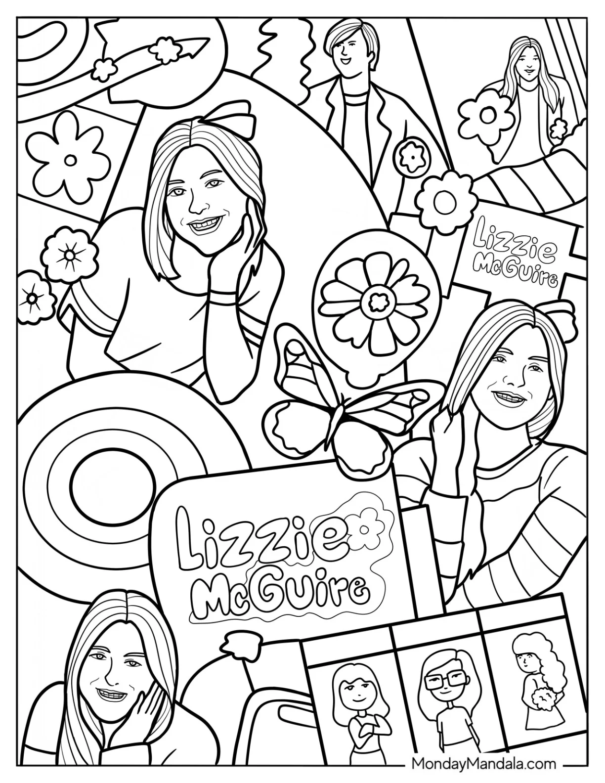 Y2k Lizzie MgGuire Aesthetic Coloring Page For Kids coloring page