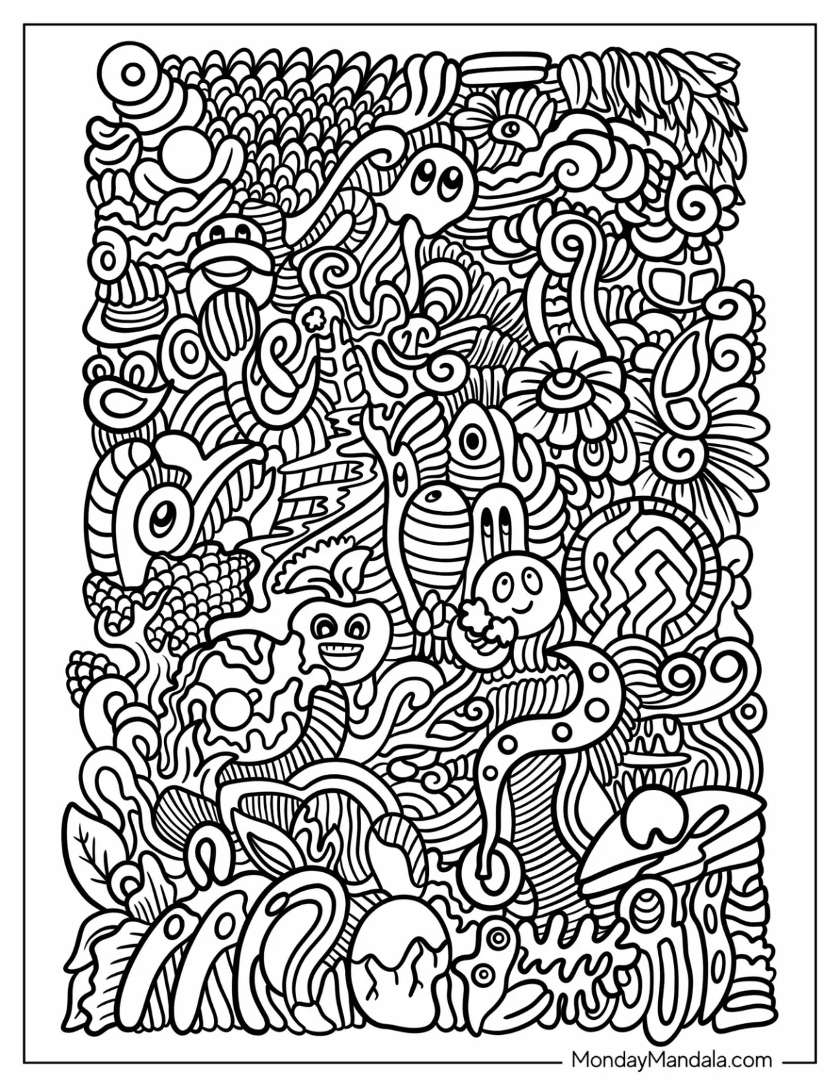 Cute Fantasy Zentangle Coloring Page For Kids coloring page