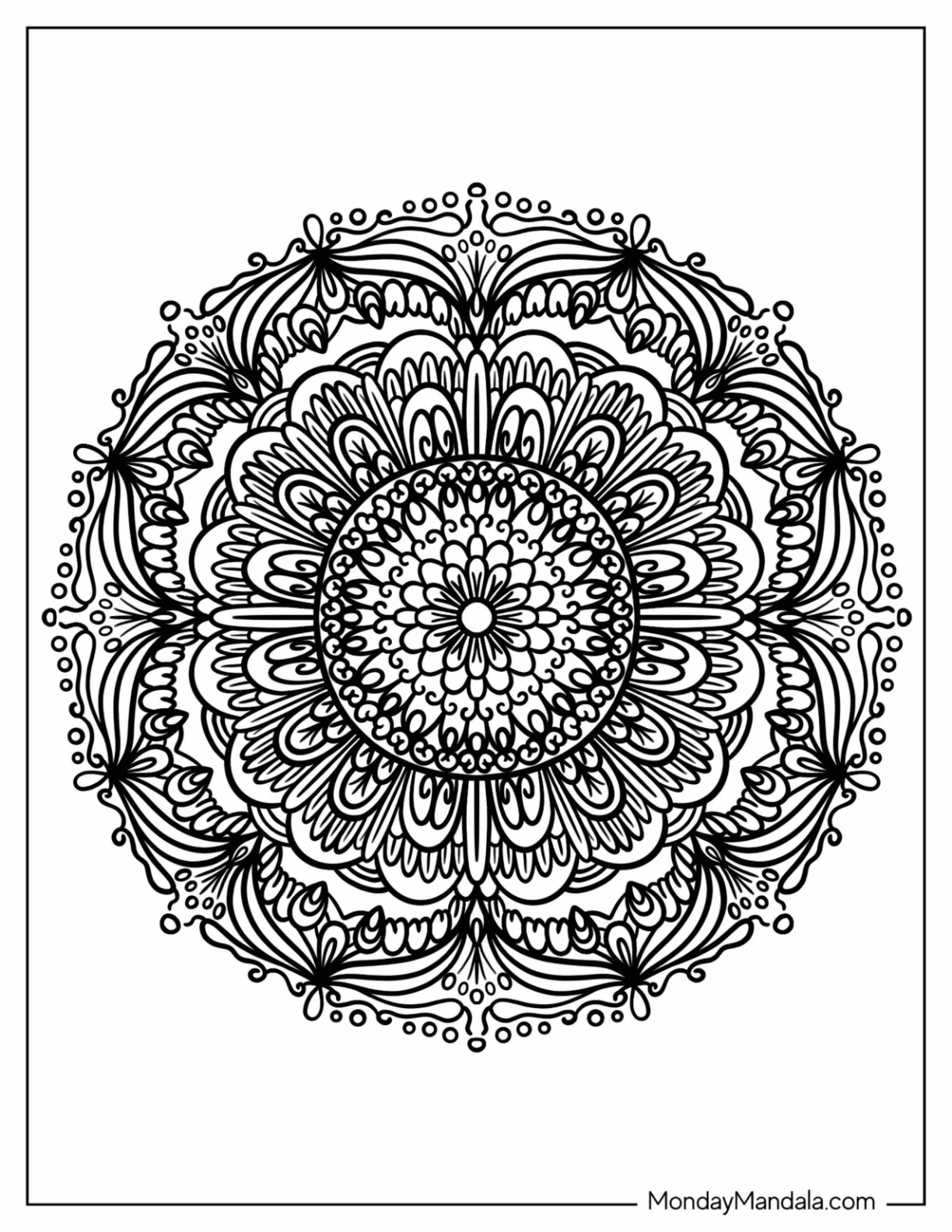 Round Zentangle Coloring Page With Floral Theme coloring page