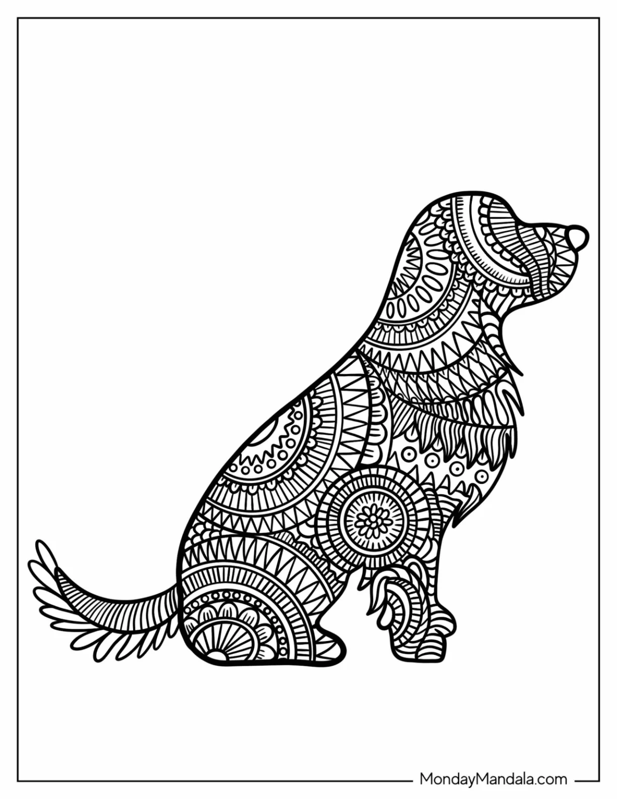 Sitting Dog Zentangle Coloring Page coloring page