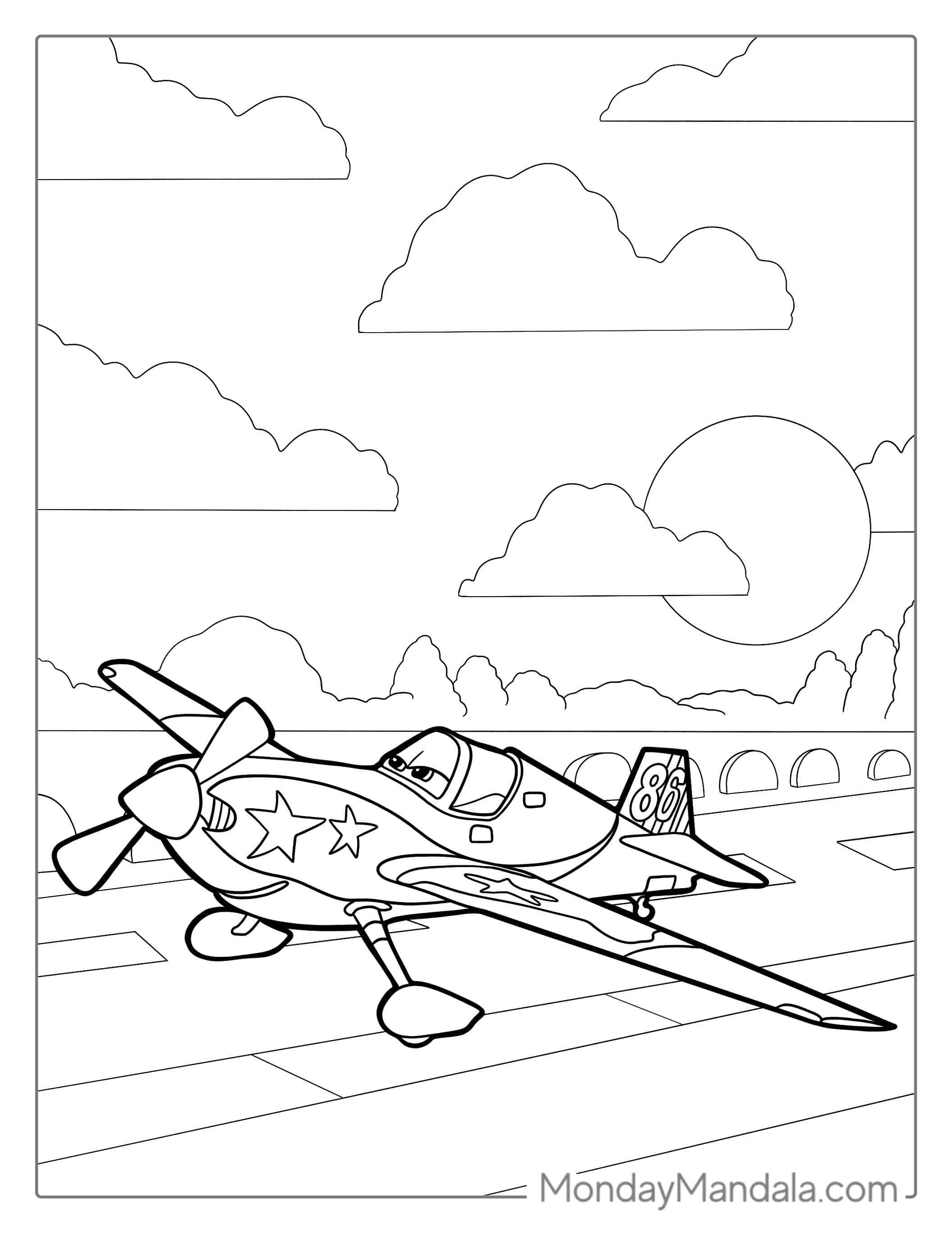 Airplane From Cars Movie To Color coloring page