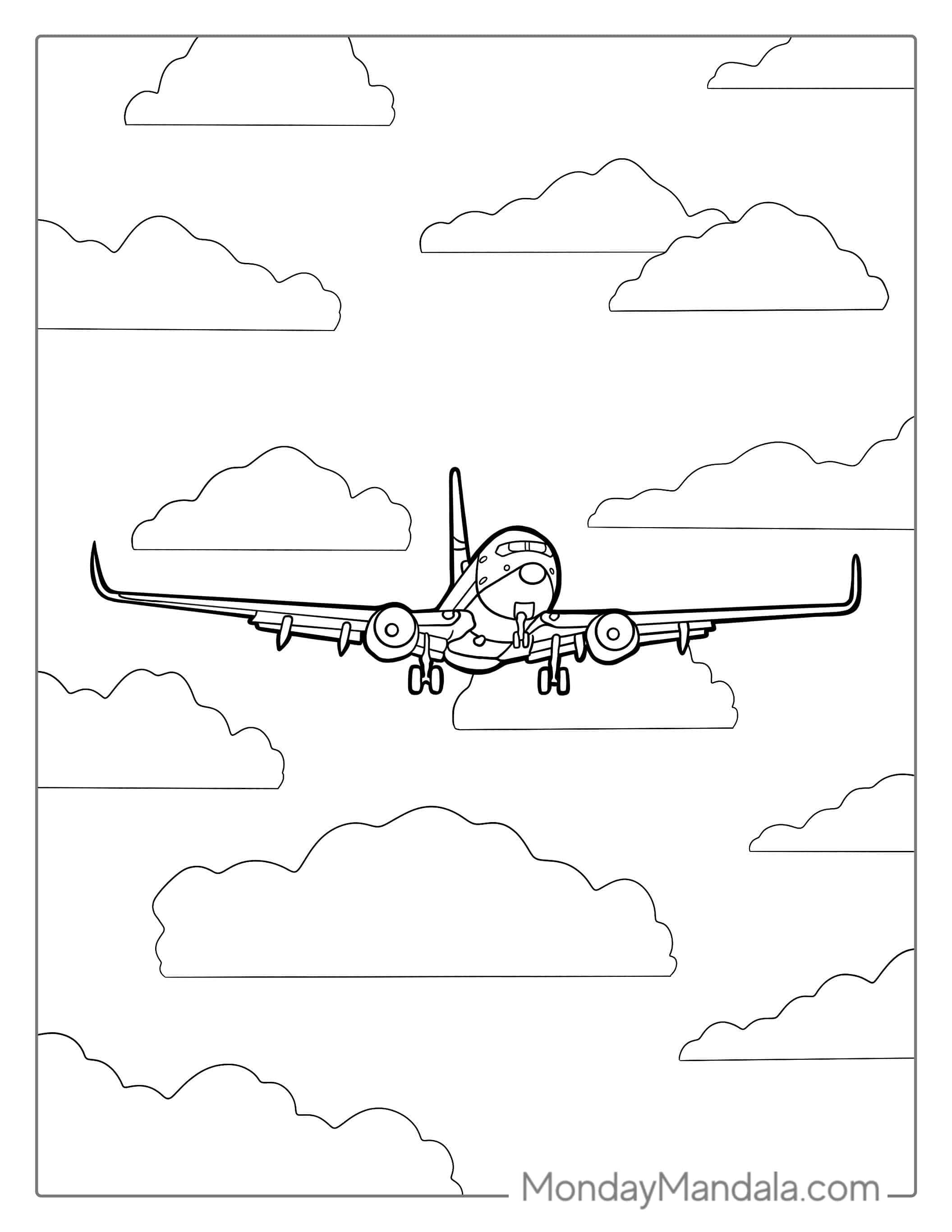 Boeing 737 Coming In For Landing Coloring Page coloring page