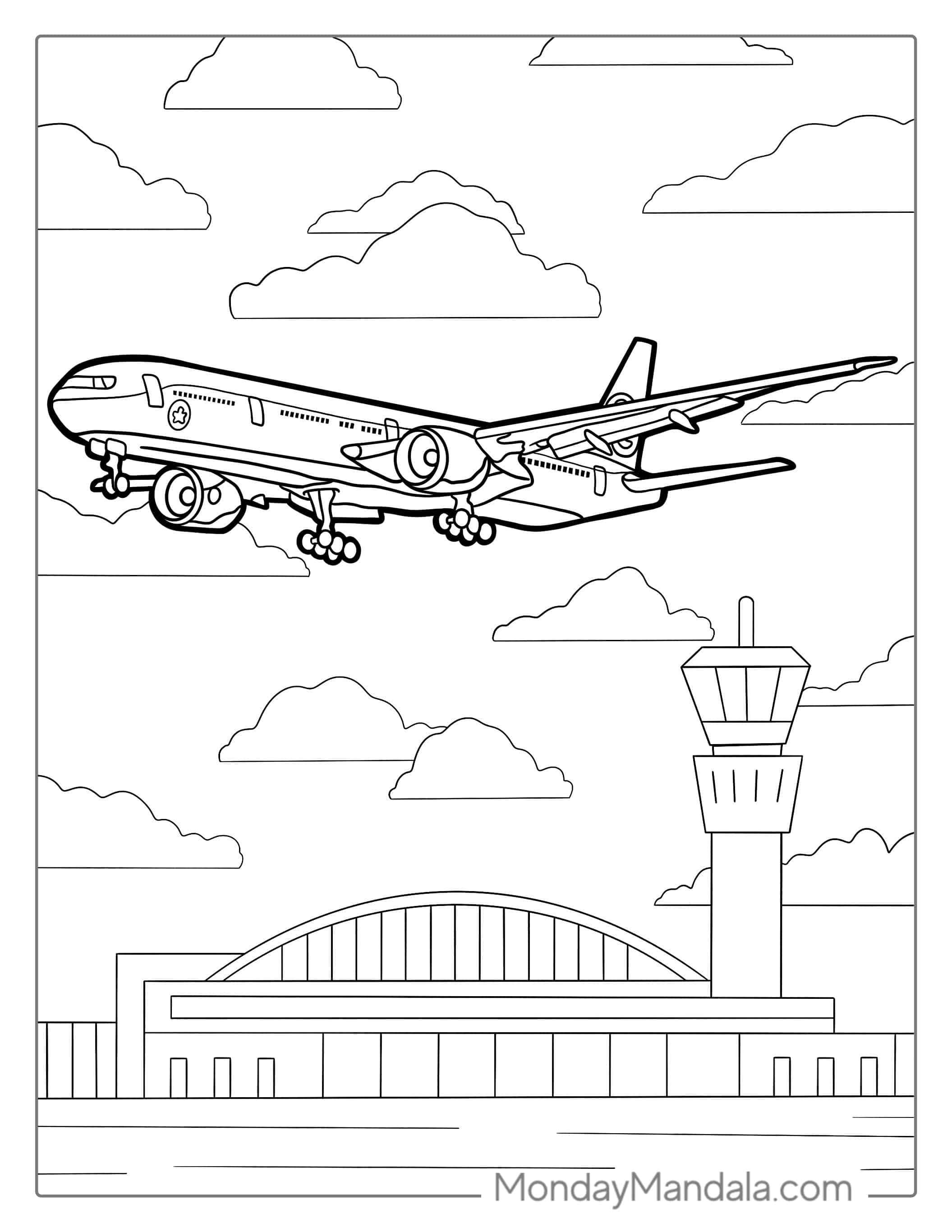 Boeing A380 Plane Taking Off From Airport coloring page
