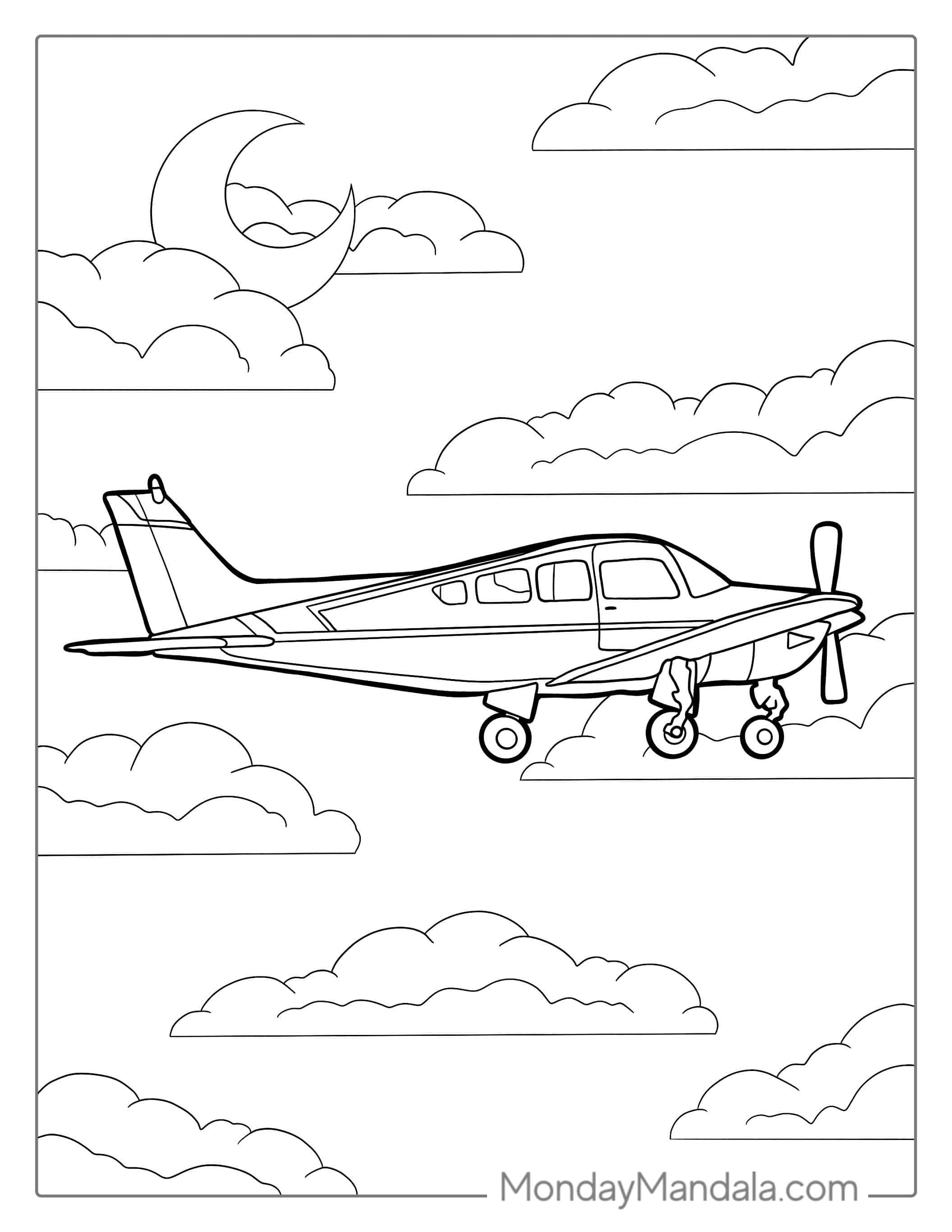 Cessna 172 Airplane Coloring Page coloring page