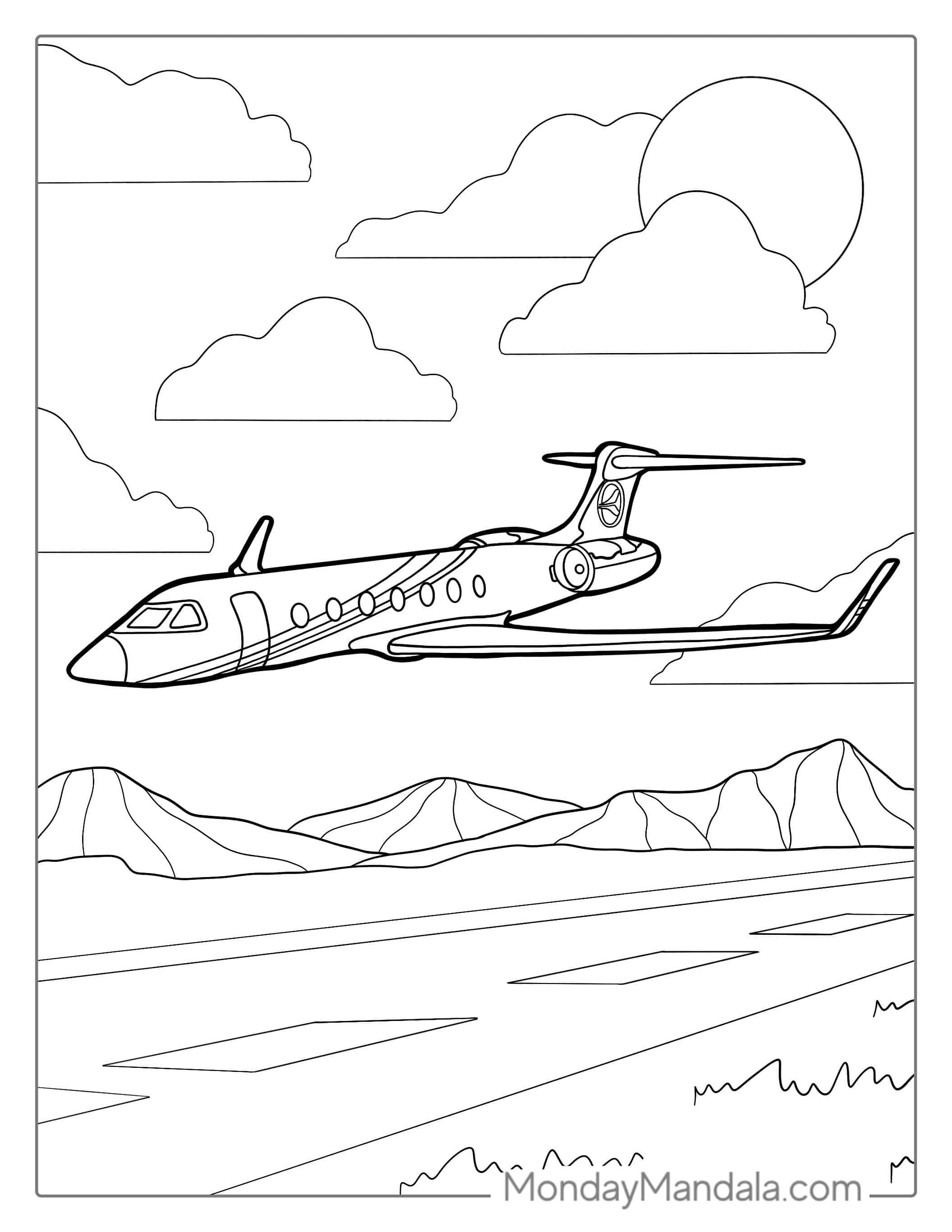 Coloring Page Of Private Plane Landing coloring page