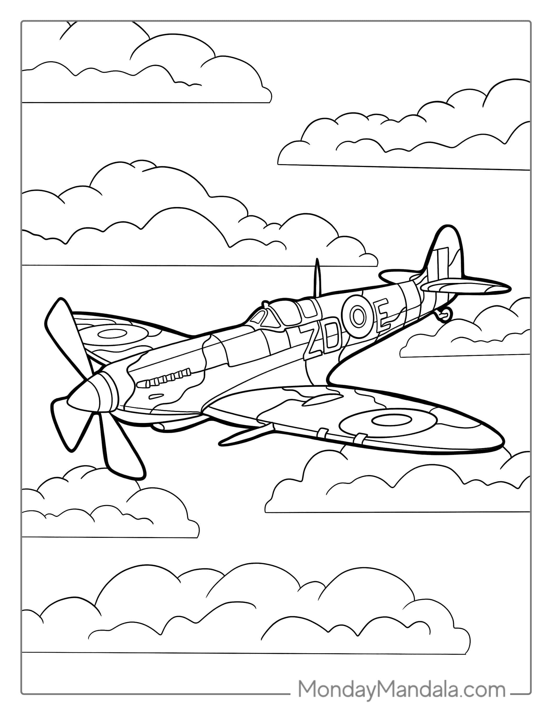 Coloring Page Of Spitfire Plane coloring page