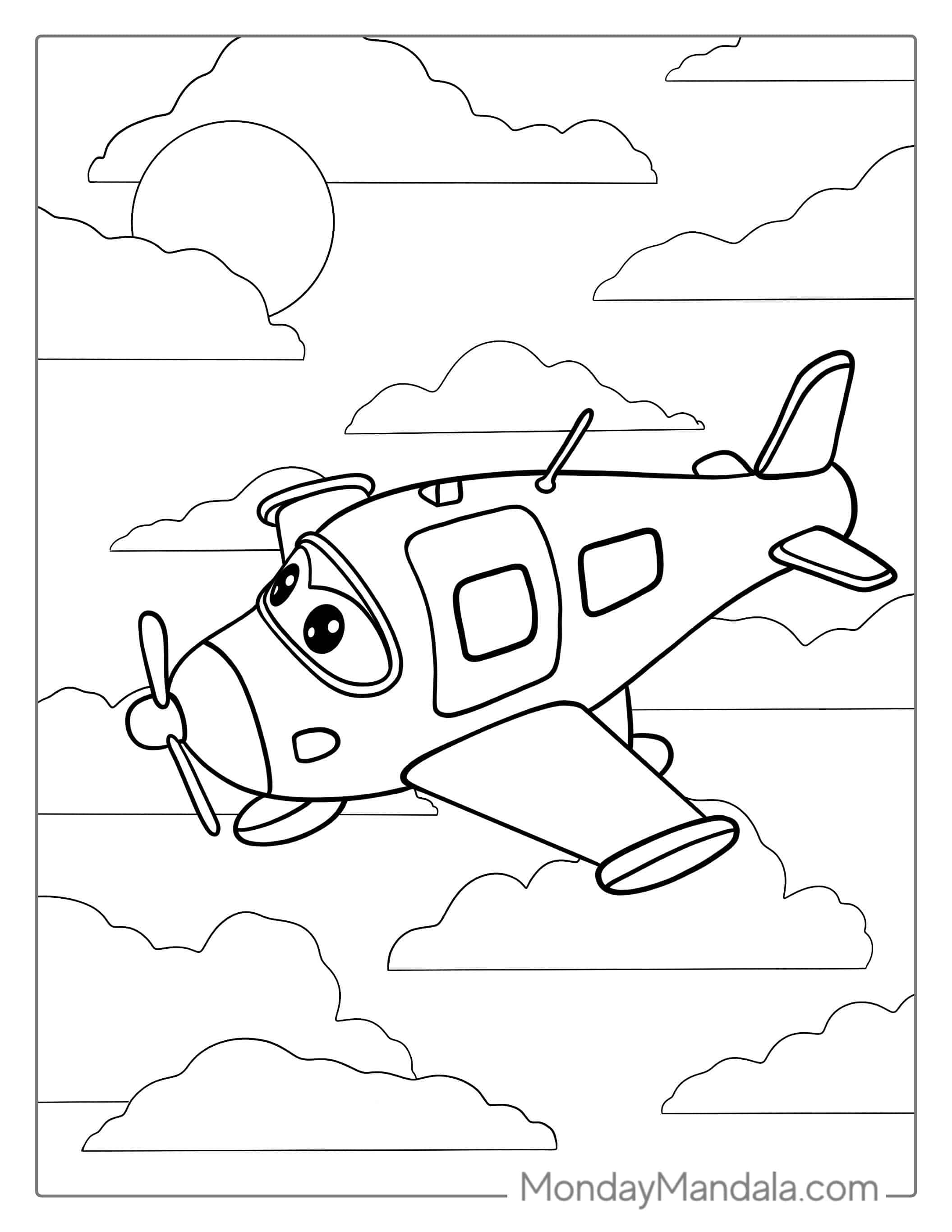 Easy Coloring Page Of A Plane coloring page