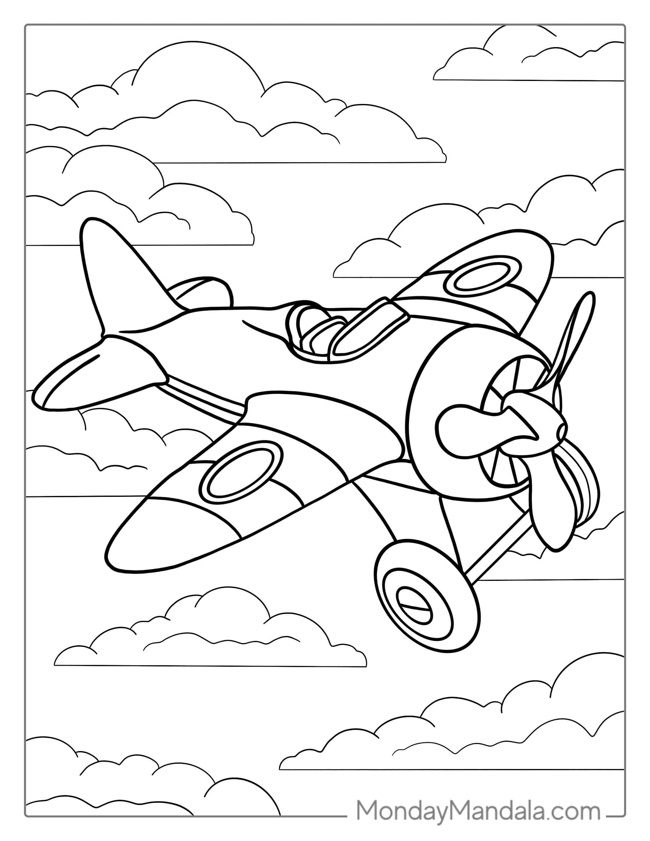 Easy Outline Of Plane To Color For Preschoolers coloring page