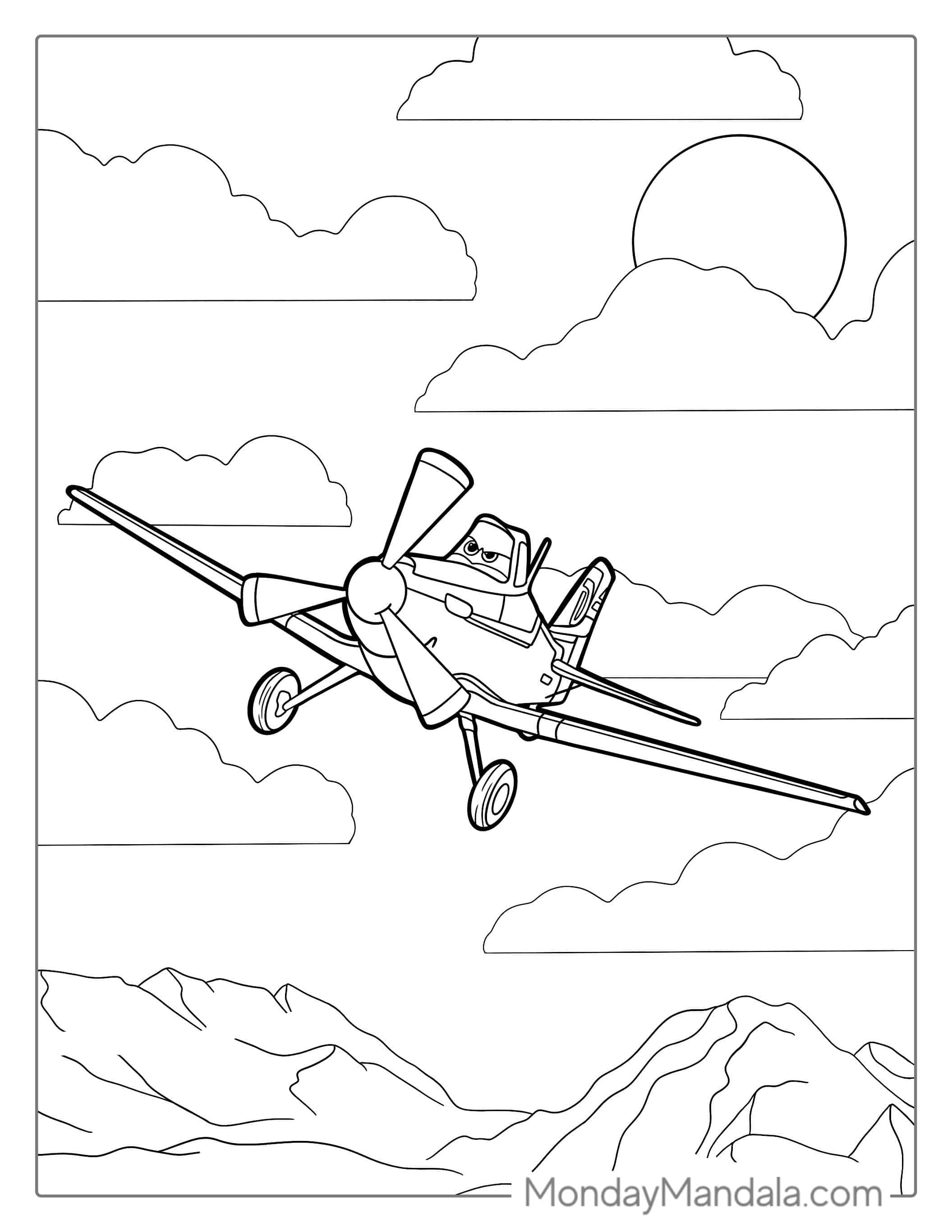 Plane From Cars Movie To Color coloring page
