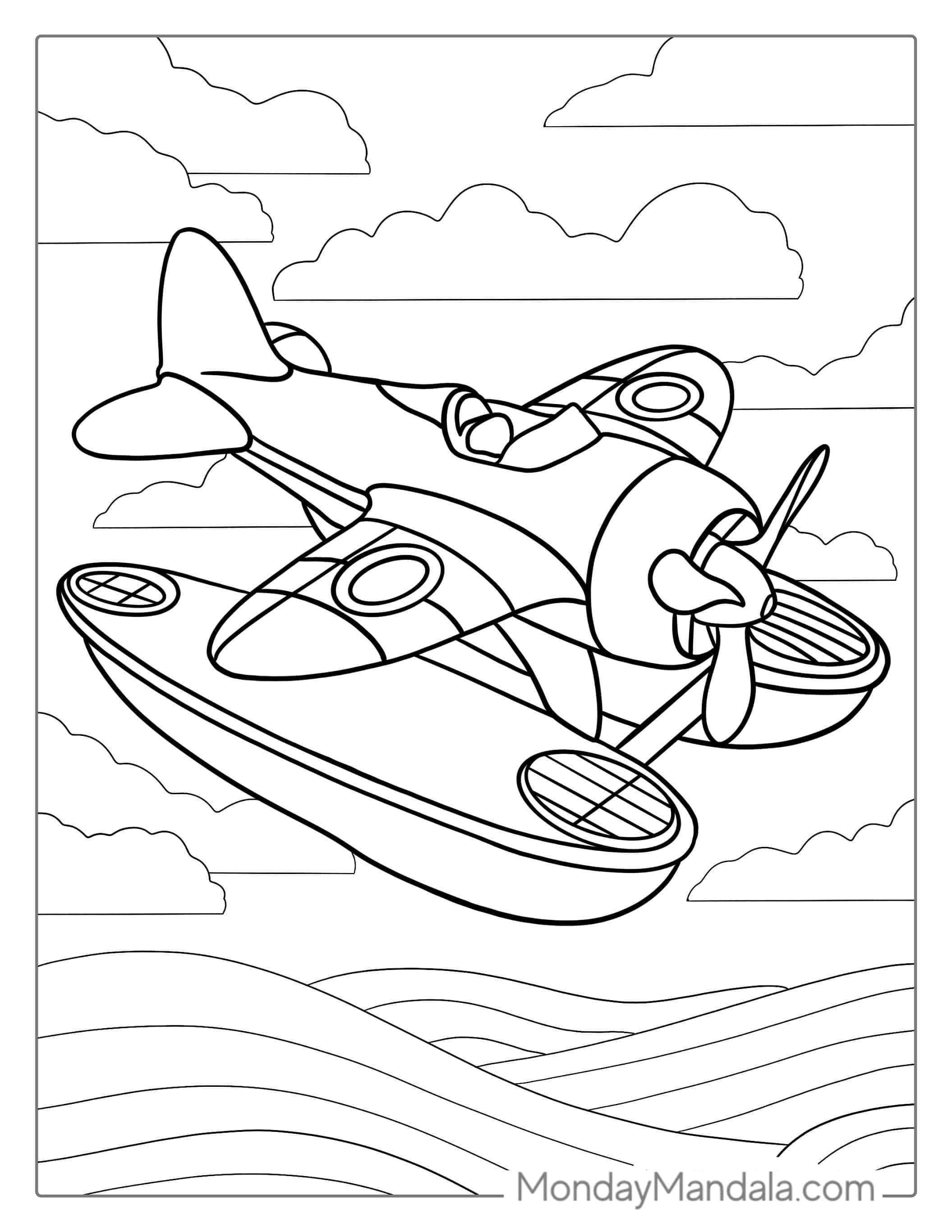 Simple Outline Of Water Plane coloring page