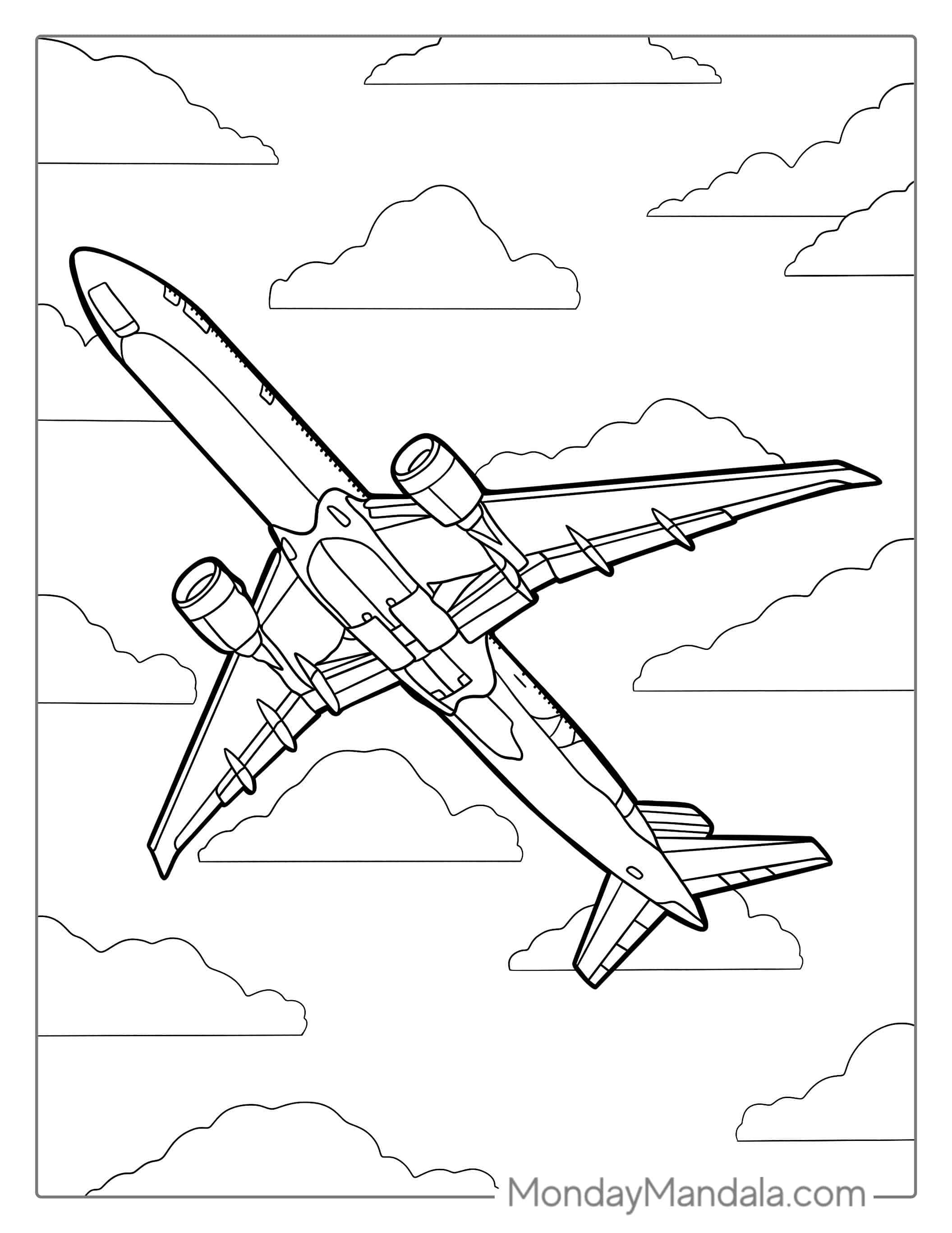 Underneath Of Airbus Plane To Color coloring page